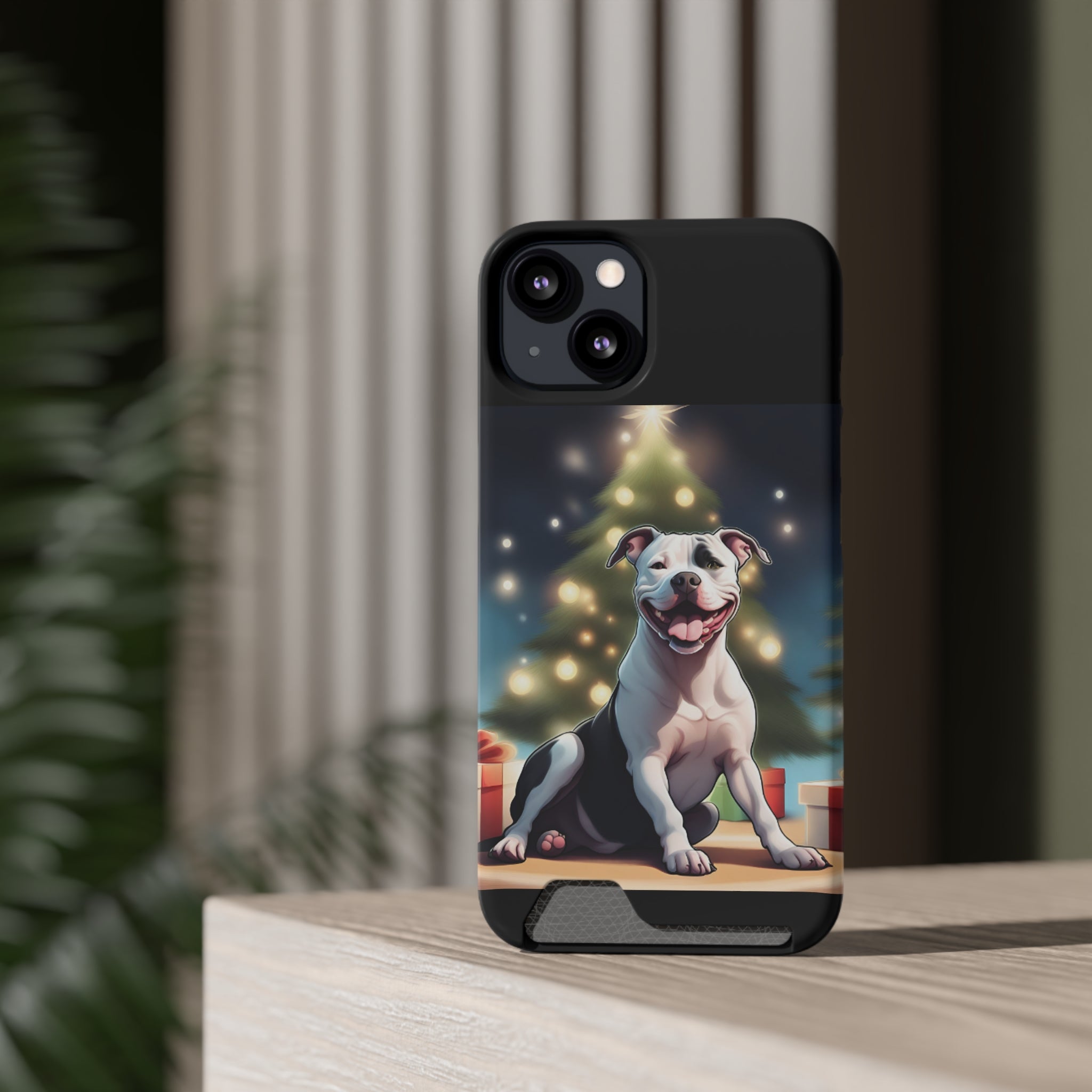 Pitbull Holiday Phone Case with Card Holder