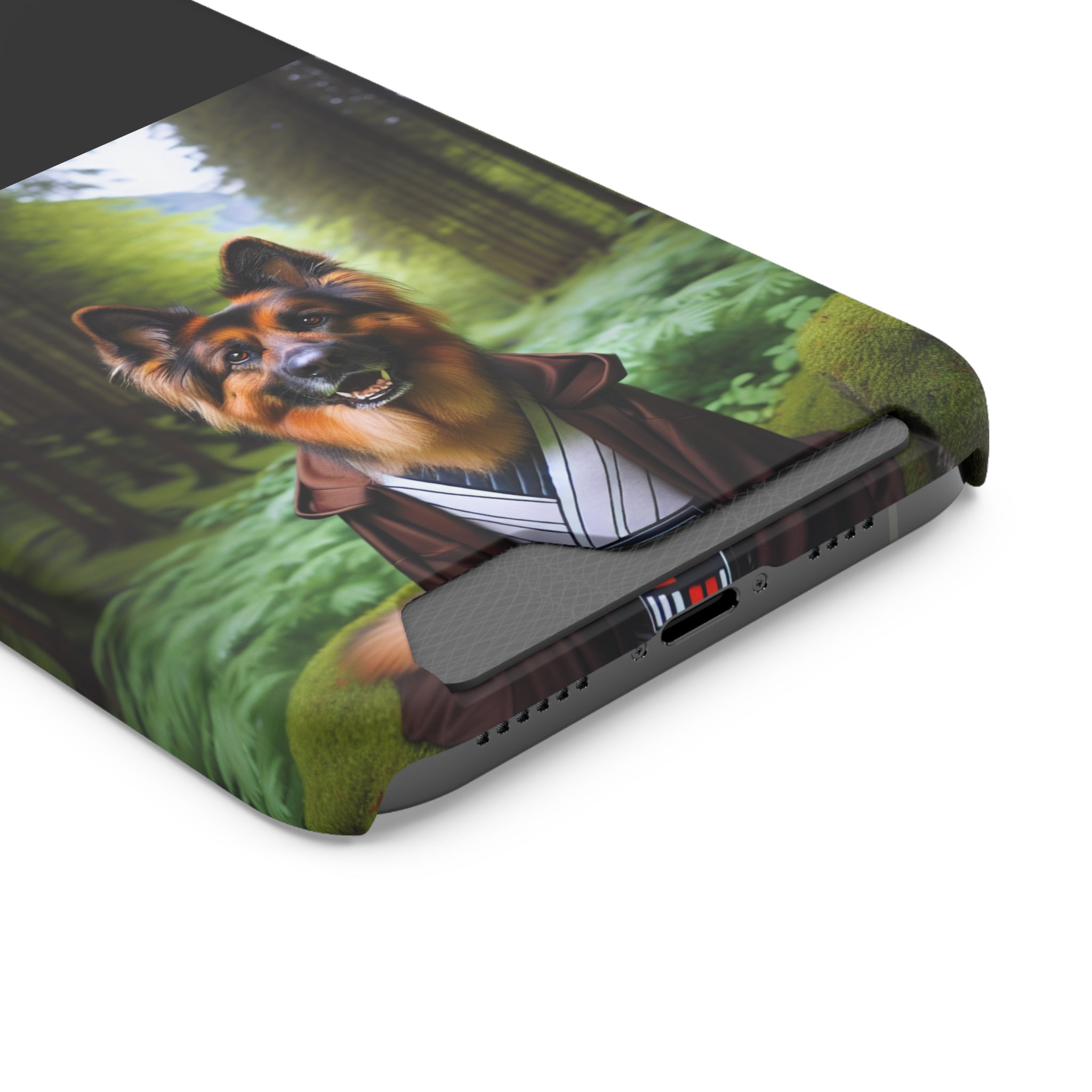 German Shepherd Forest Night Phone Case with Card Holder