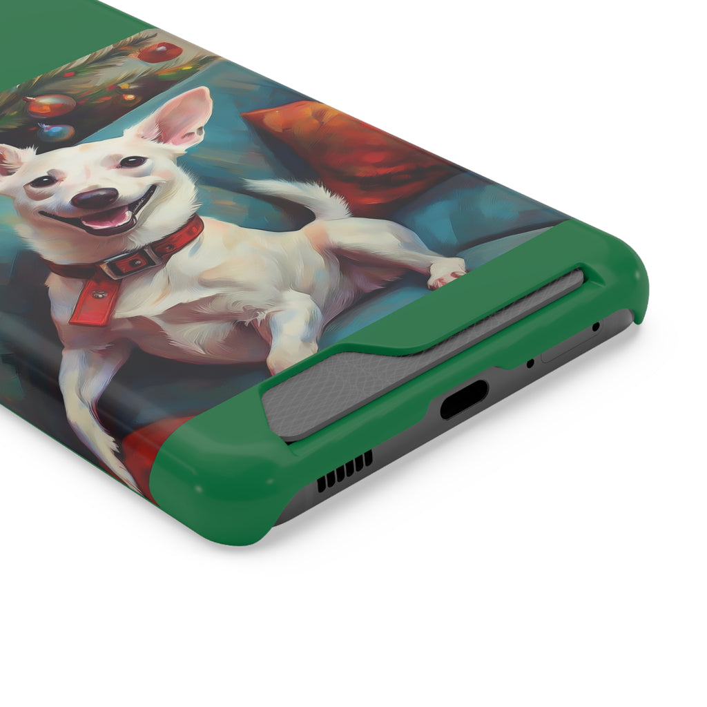 White Corgi Holiday II Phone Case with Card Holder