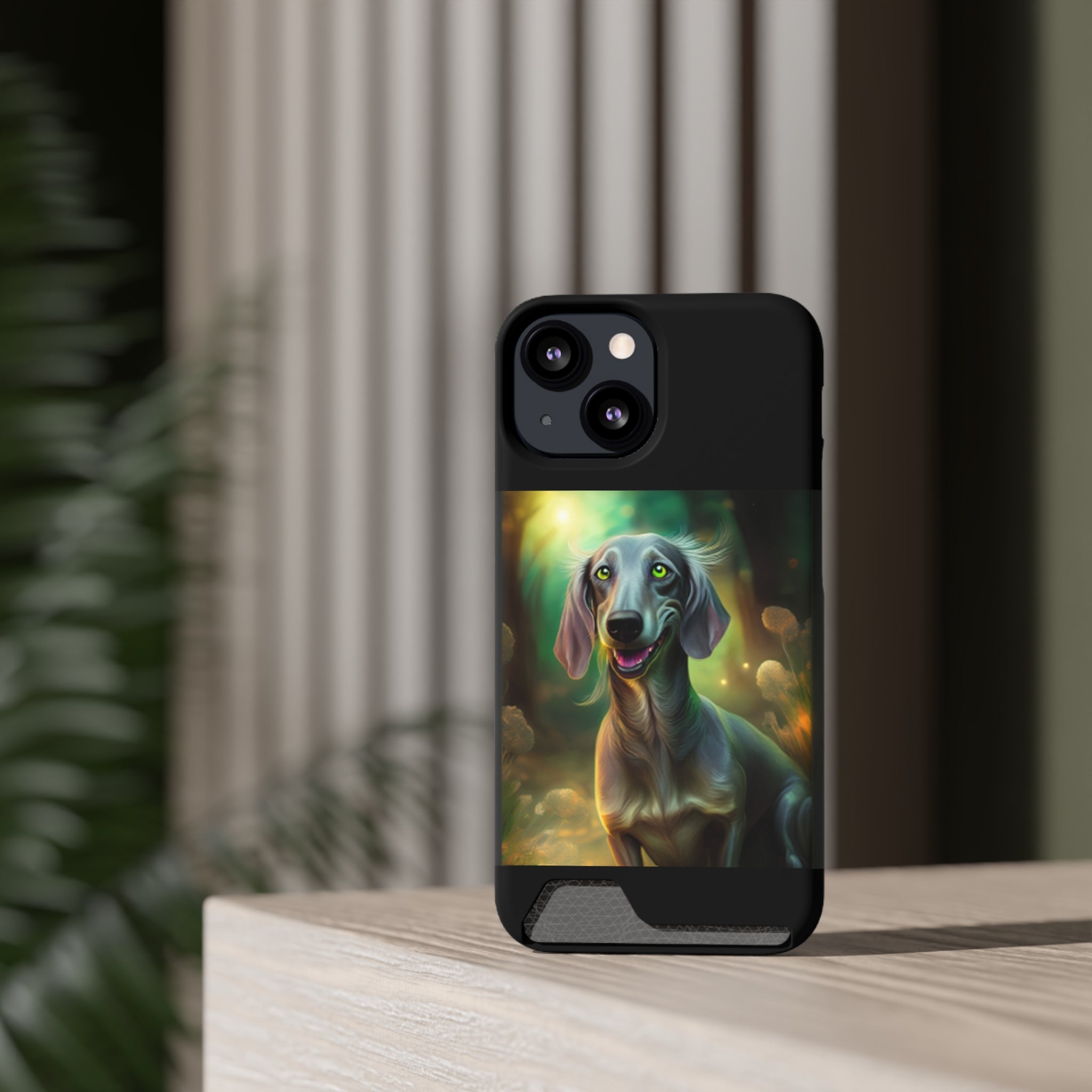 Dachshund Silver Grey Phone Case with Card Holder