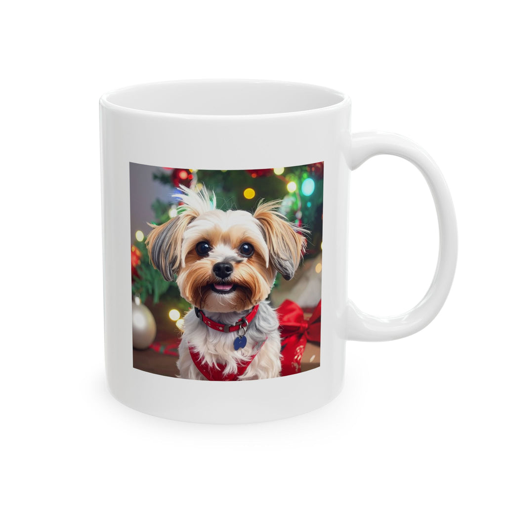 Yorkie Holiday Ceramic Mug, (11oz, 15oz)