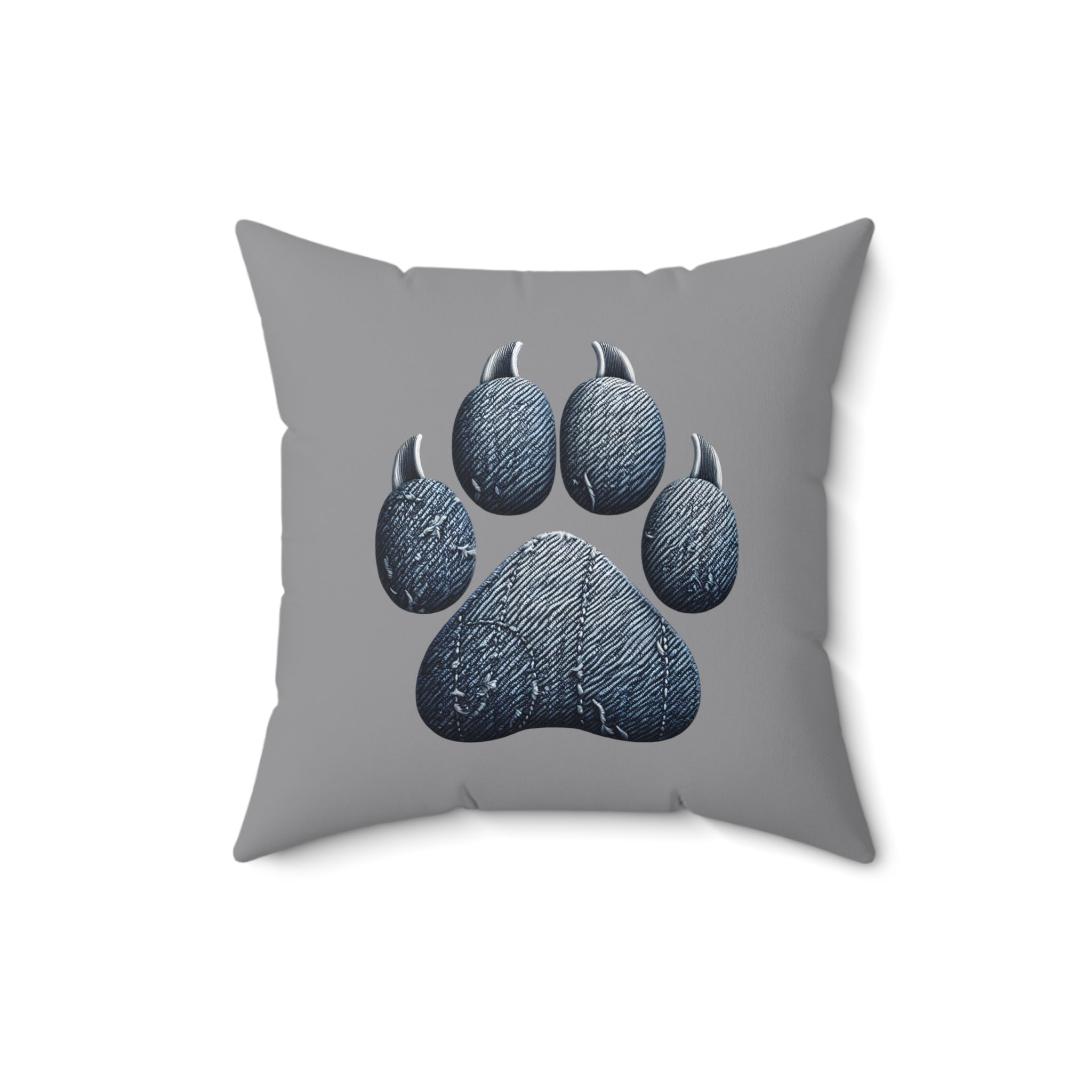 Denim Paw Polyester Square Pillow