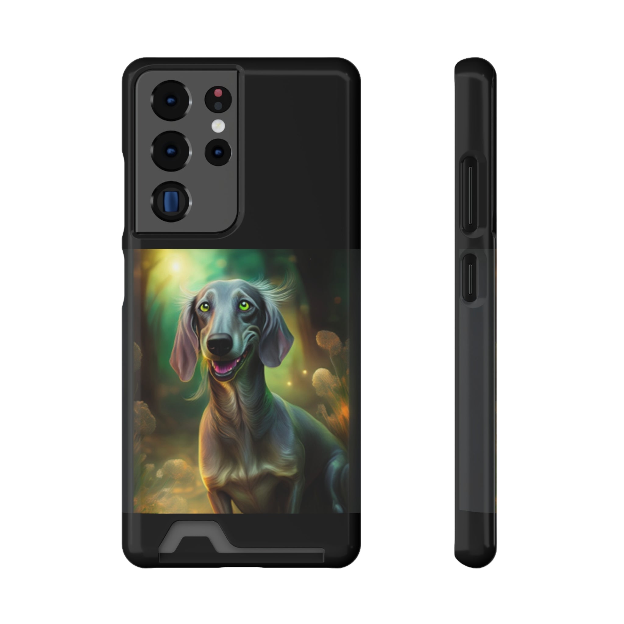 Dachshund Silver Grey Phone Case with Card Holder