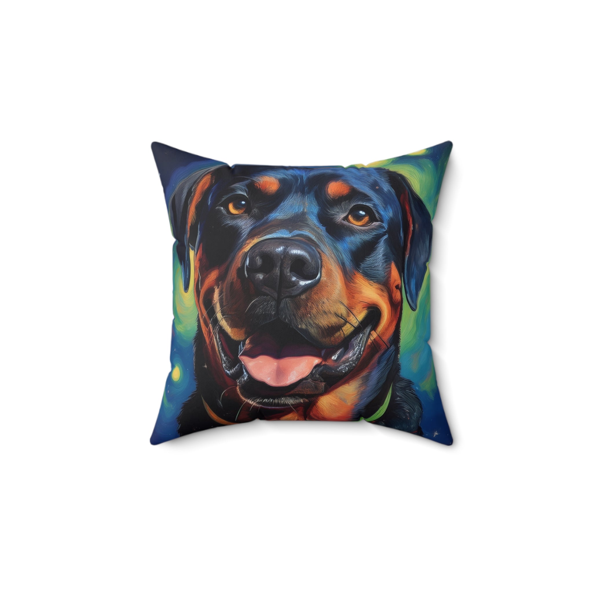 Rottweiler Stary Night Polyester Square Pillow
