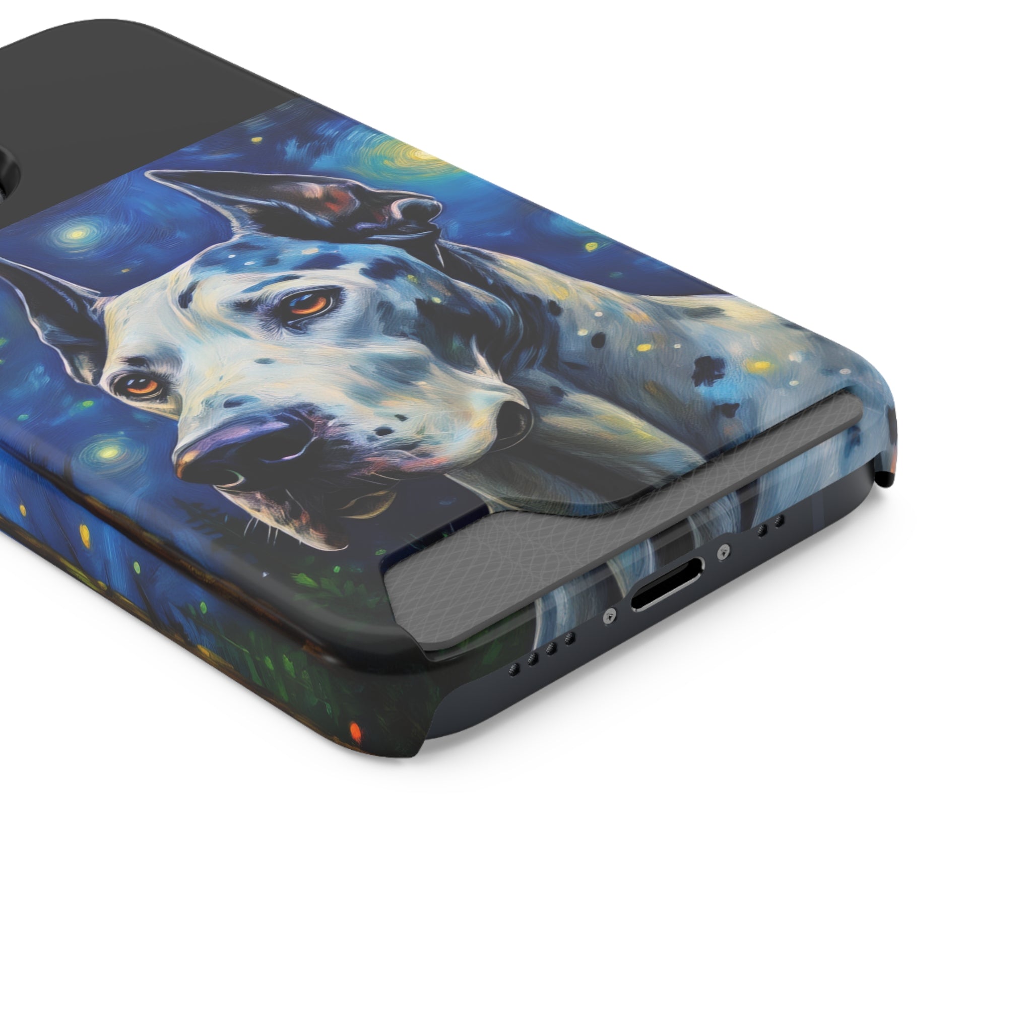 Great Dane Stary Night Phone Case with Card Holder