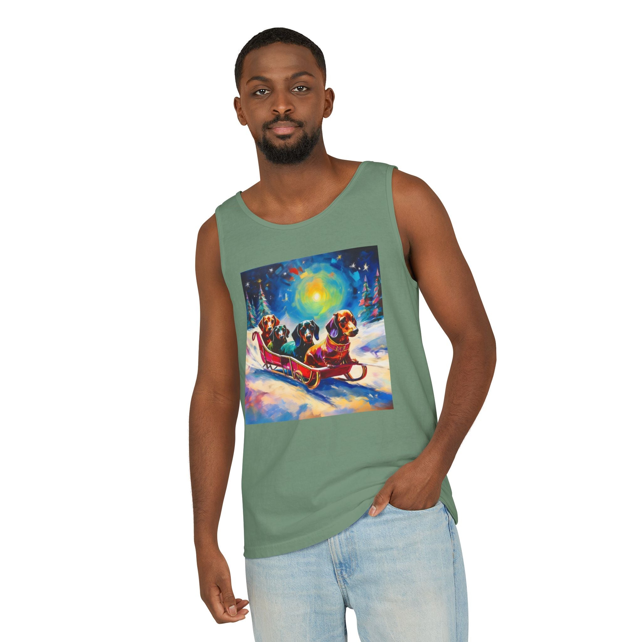 Dachshund Night Sleighride Unisex Tank Top