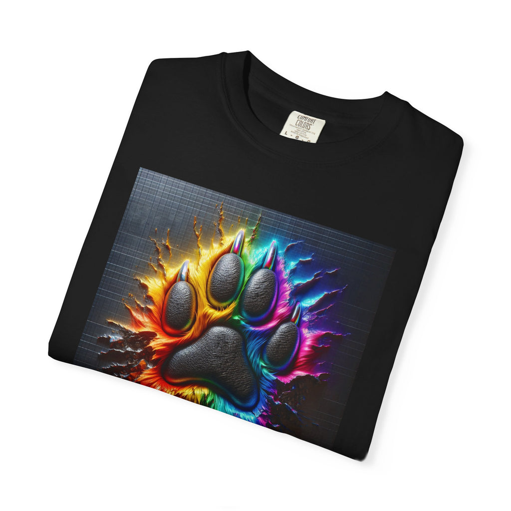 Electric Rainbow Dog Paw Unisex Garment-Dyed T-shirt