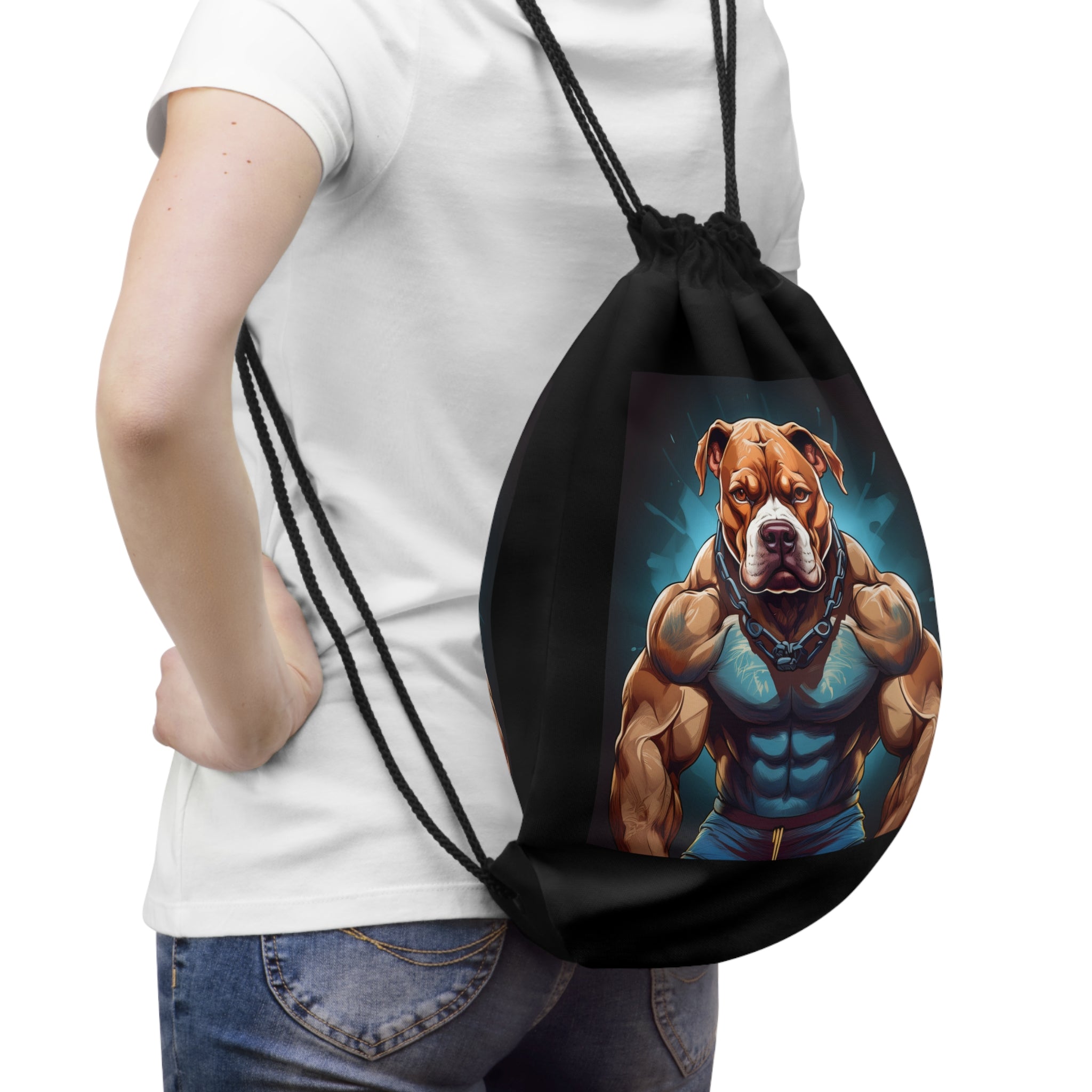 Pitbull Body Builder Drawstring Bag