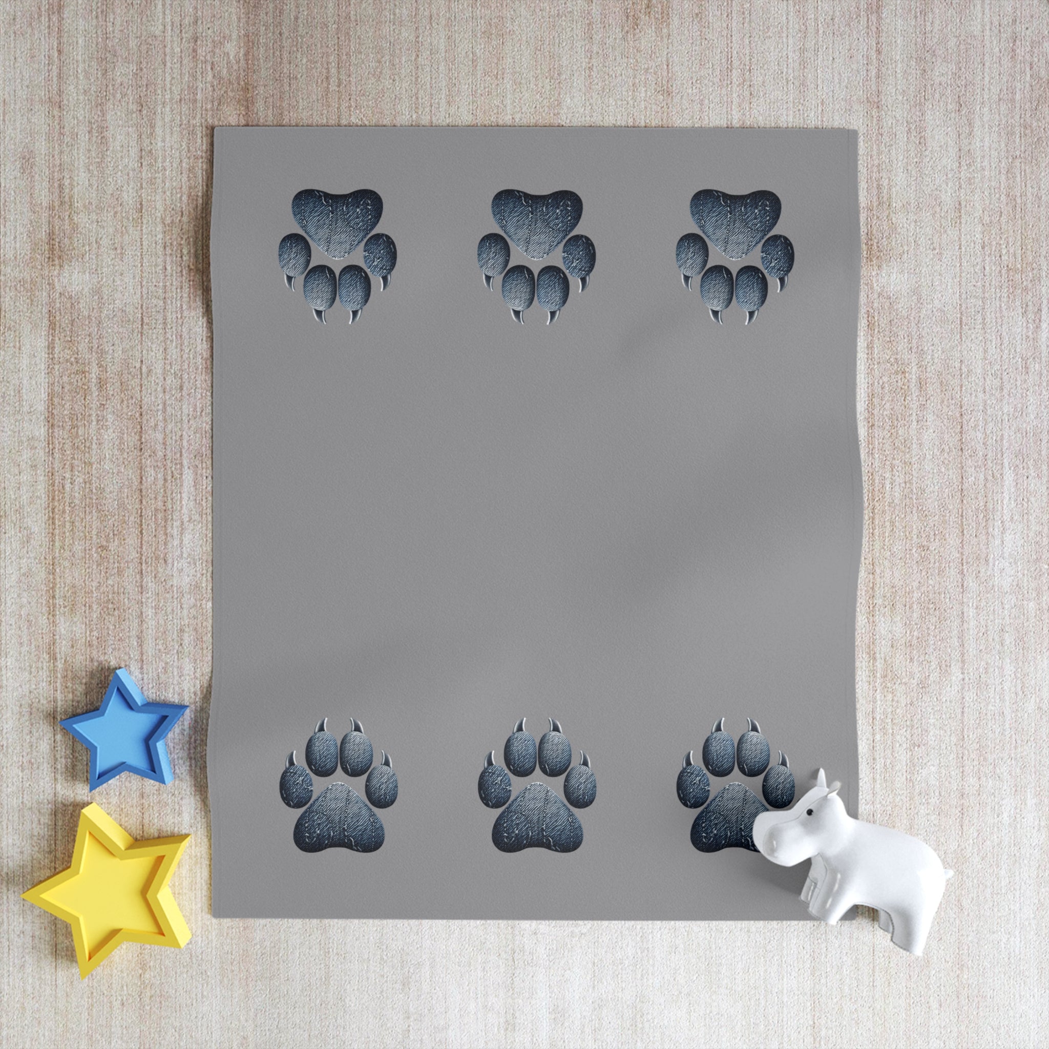 Denim Paw Throw Blanket