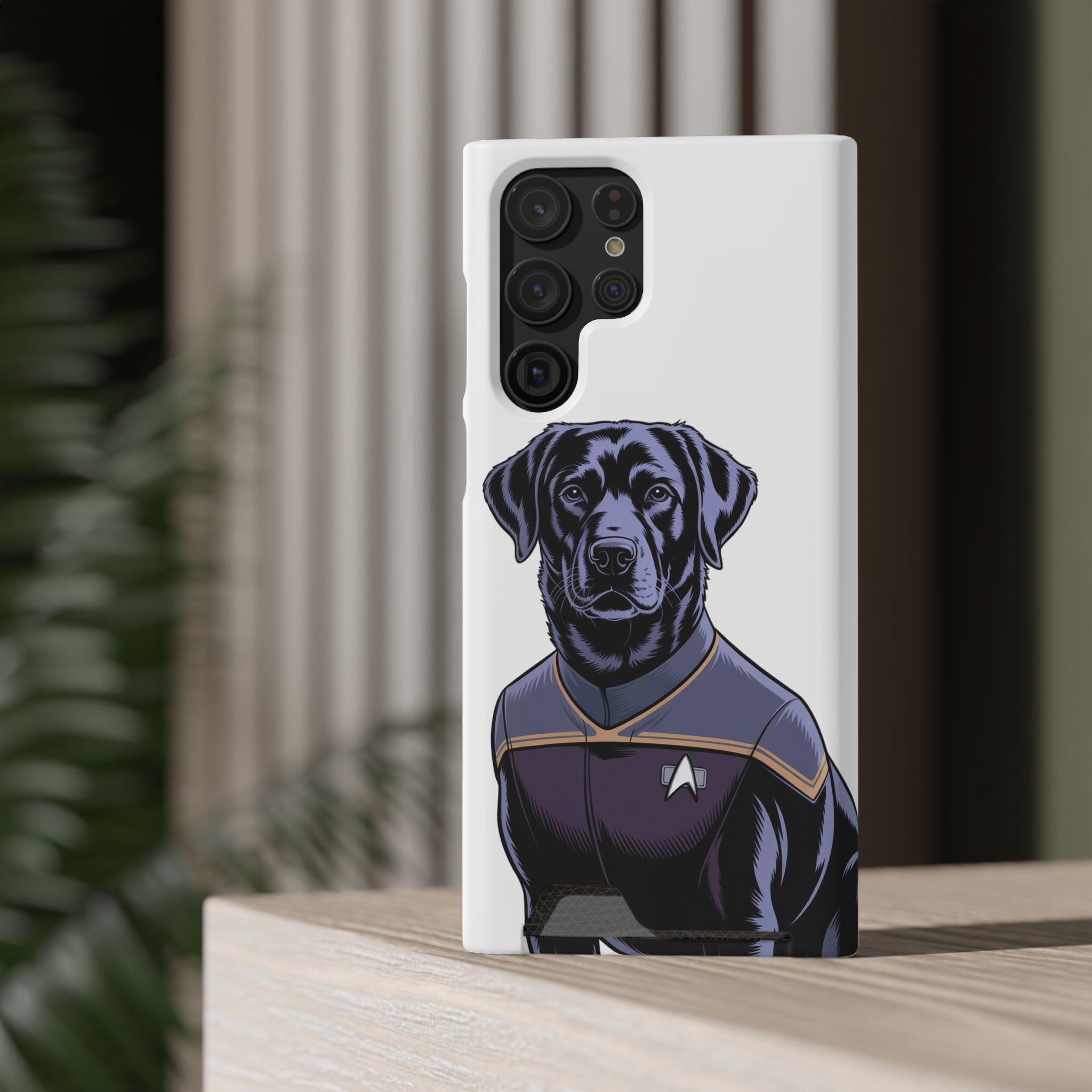 Black Lab Dog-Fleet Phone Case with Card Holder