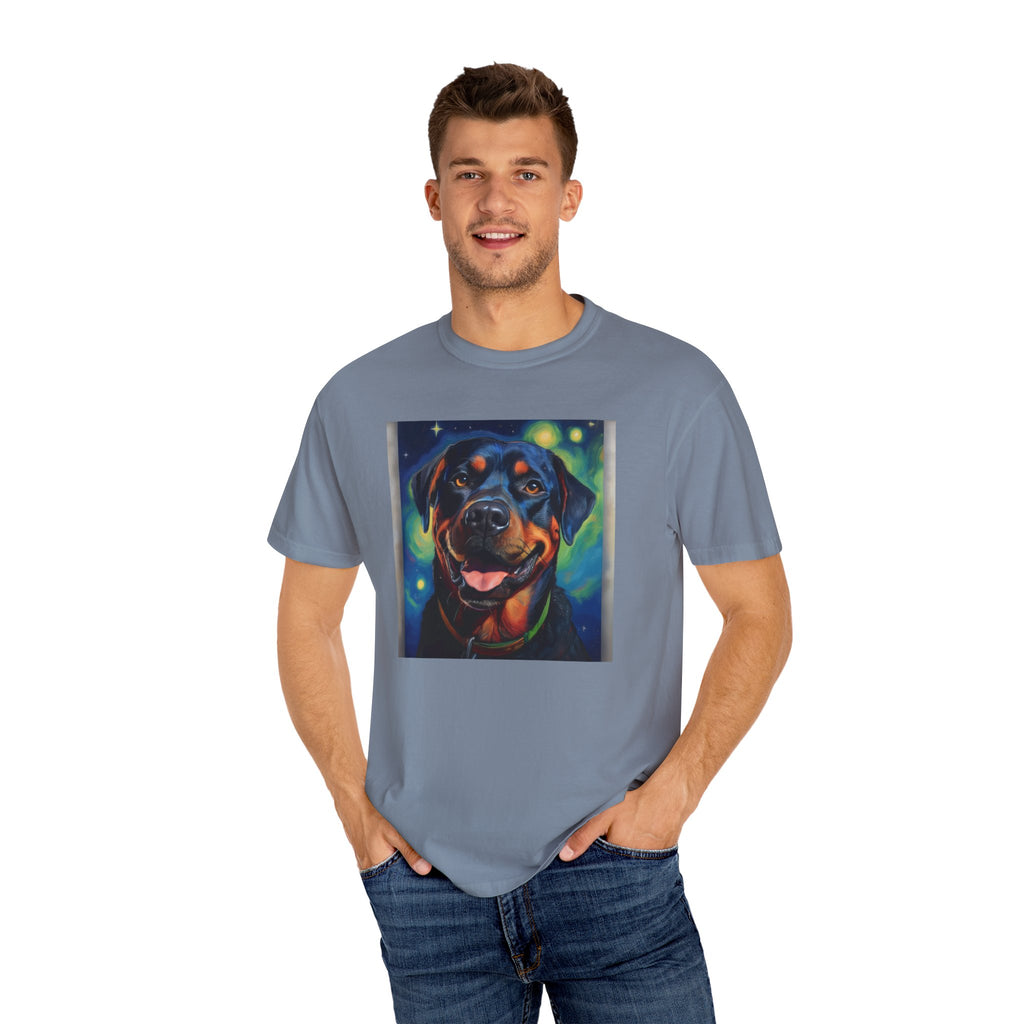 Rottweiler Stary Night Unisex Garment-Dyed T-shirt
