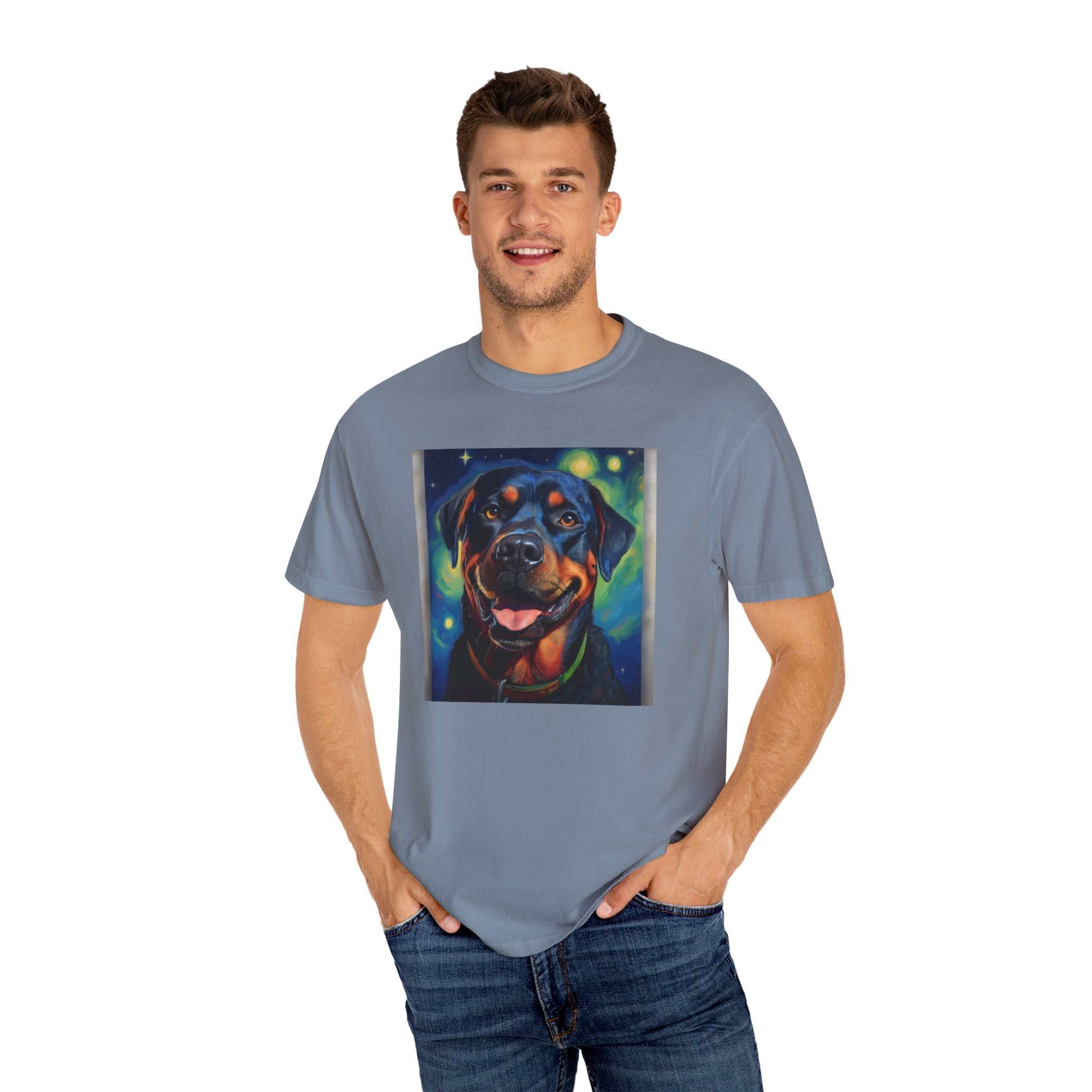 Rottweiler Stary Night Unisex Garment-Dyed T-shirt