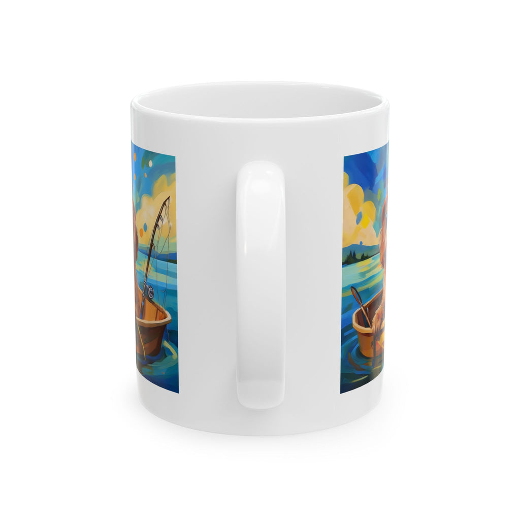 Doodle Fishing Ceramic Mug, (11oz, 15oz)
