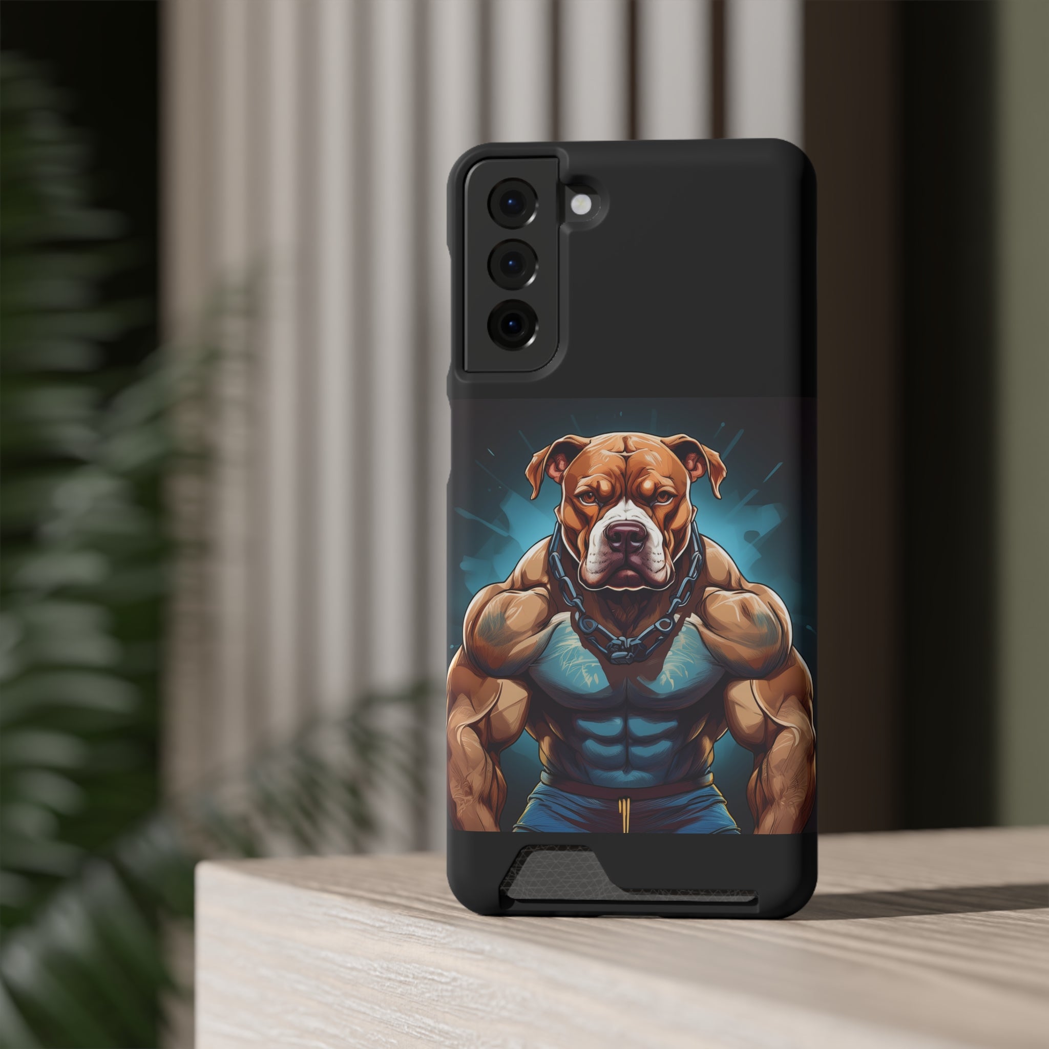 Pitbull Body Builder Phone Case with Card Holder