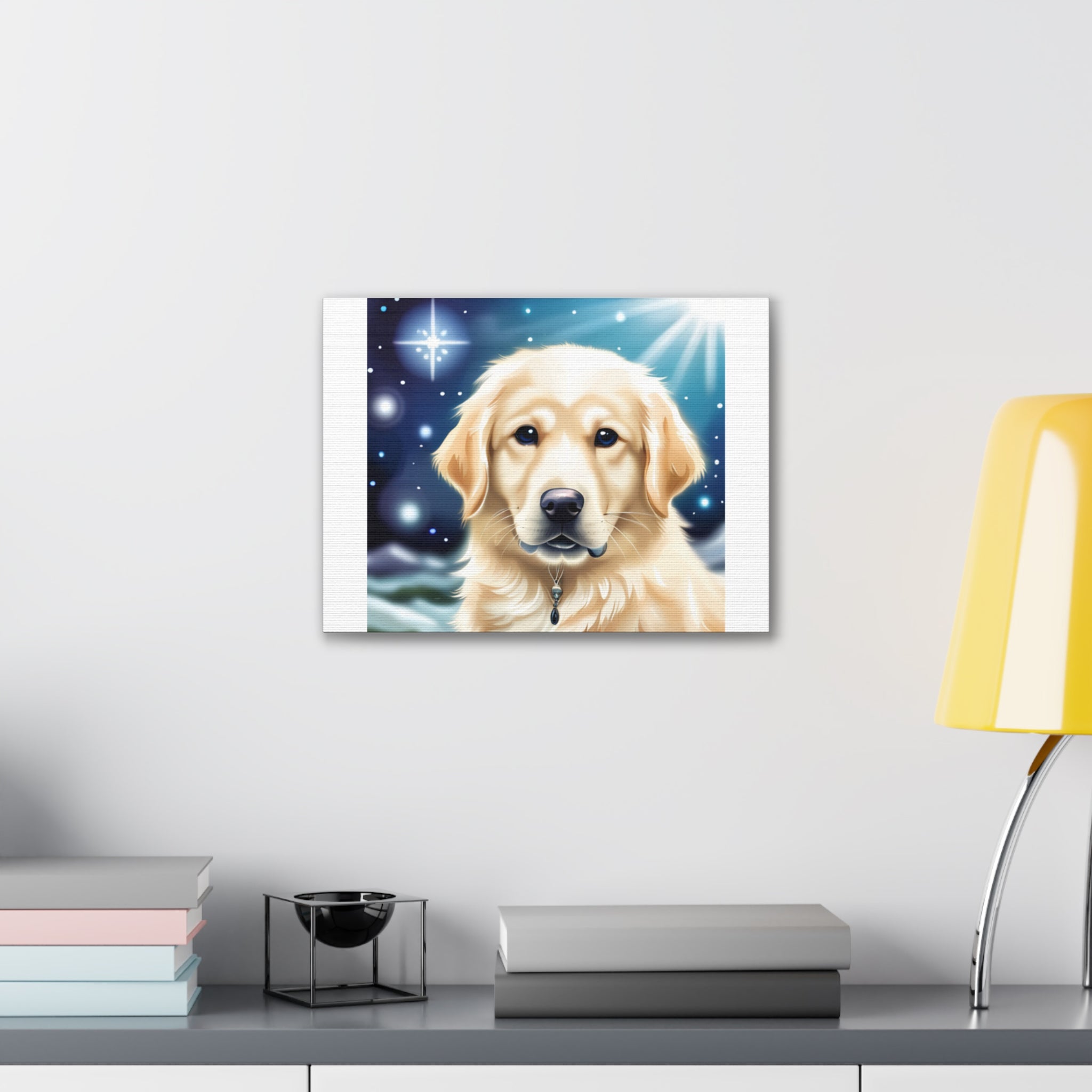 Golden Retriever Stary Night Canvas Stretched, 0.75"