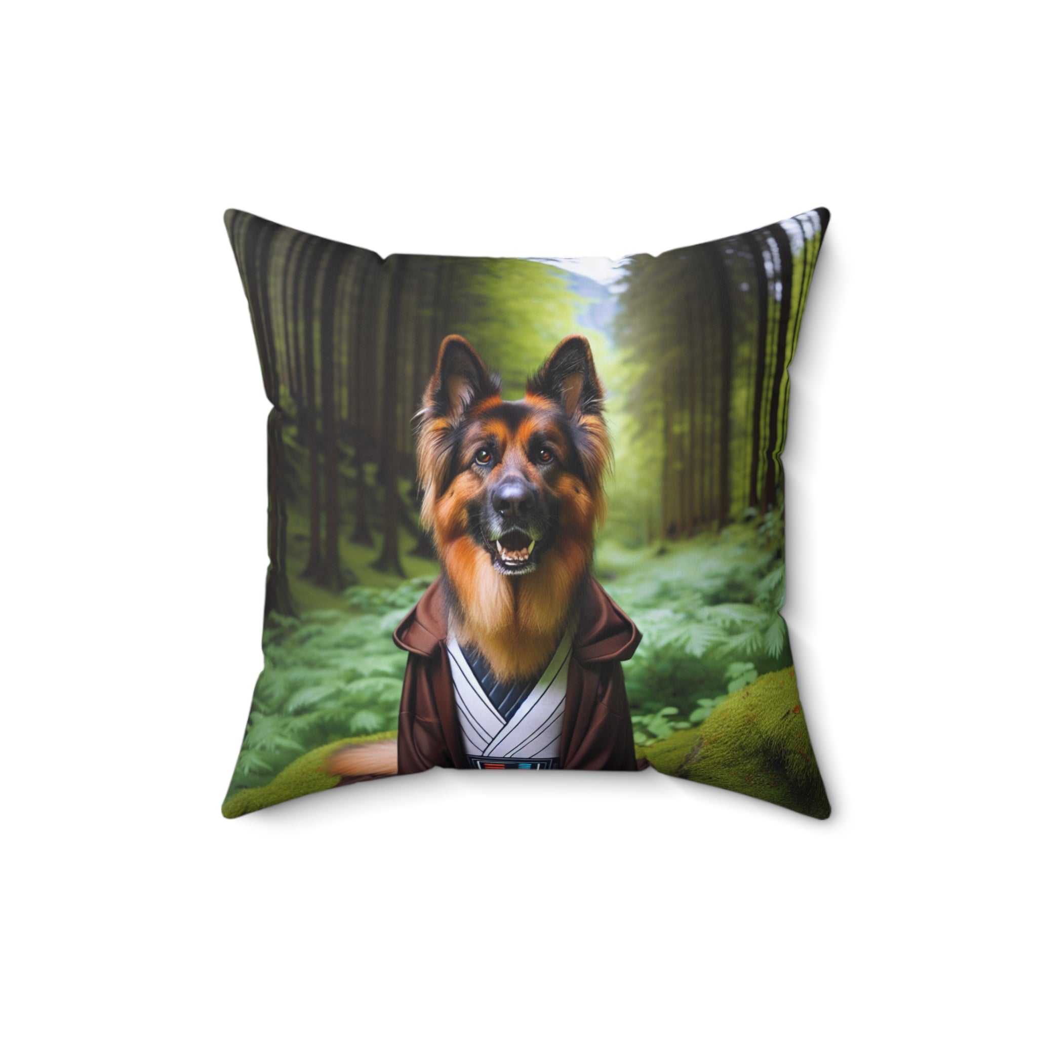 German Shepherd Forest Knight Polyester Square Pillow