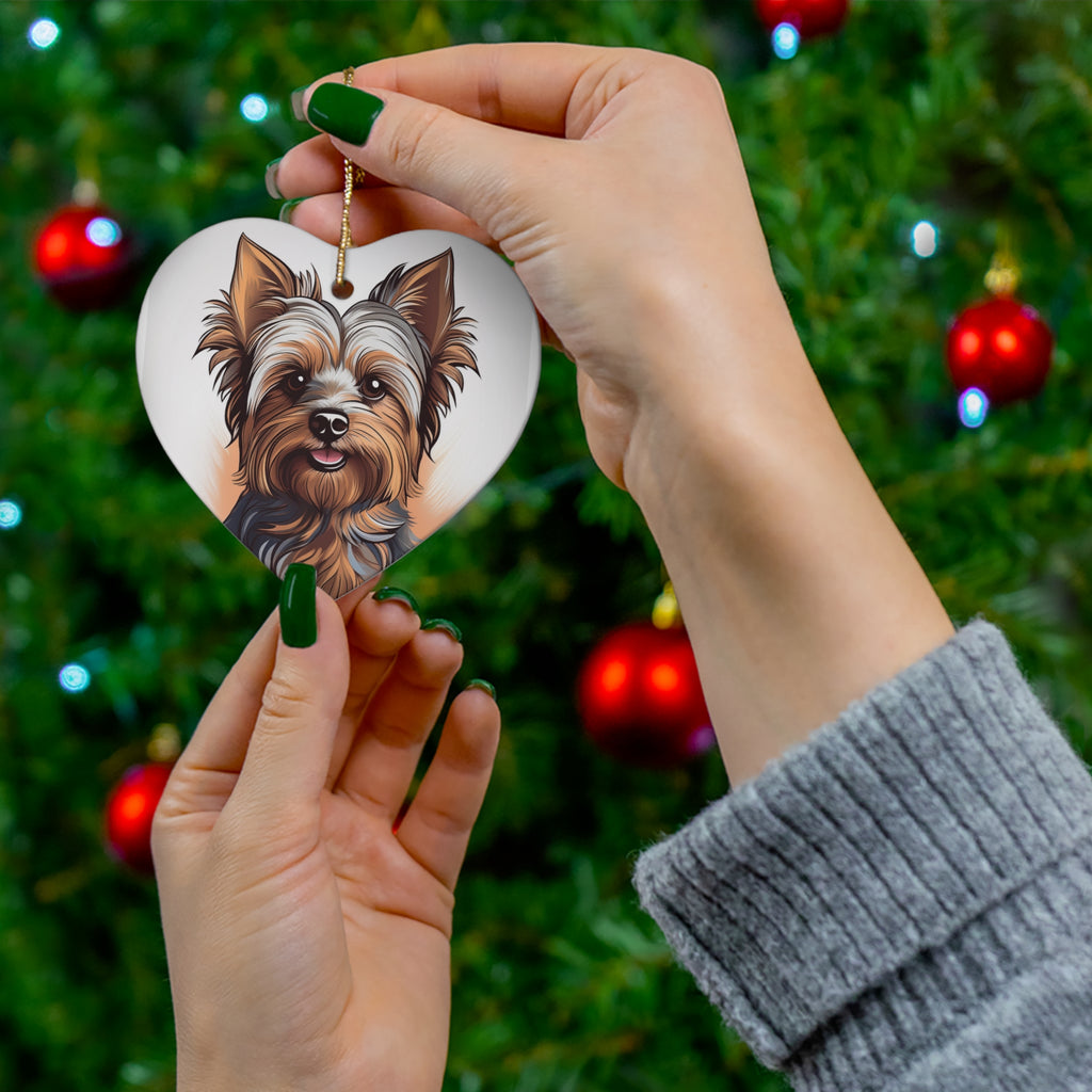 Yorkie Ceramic Ornament