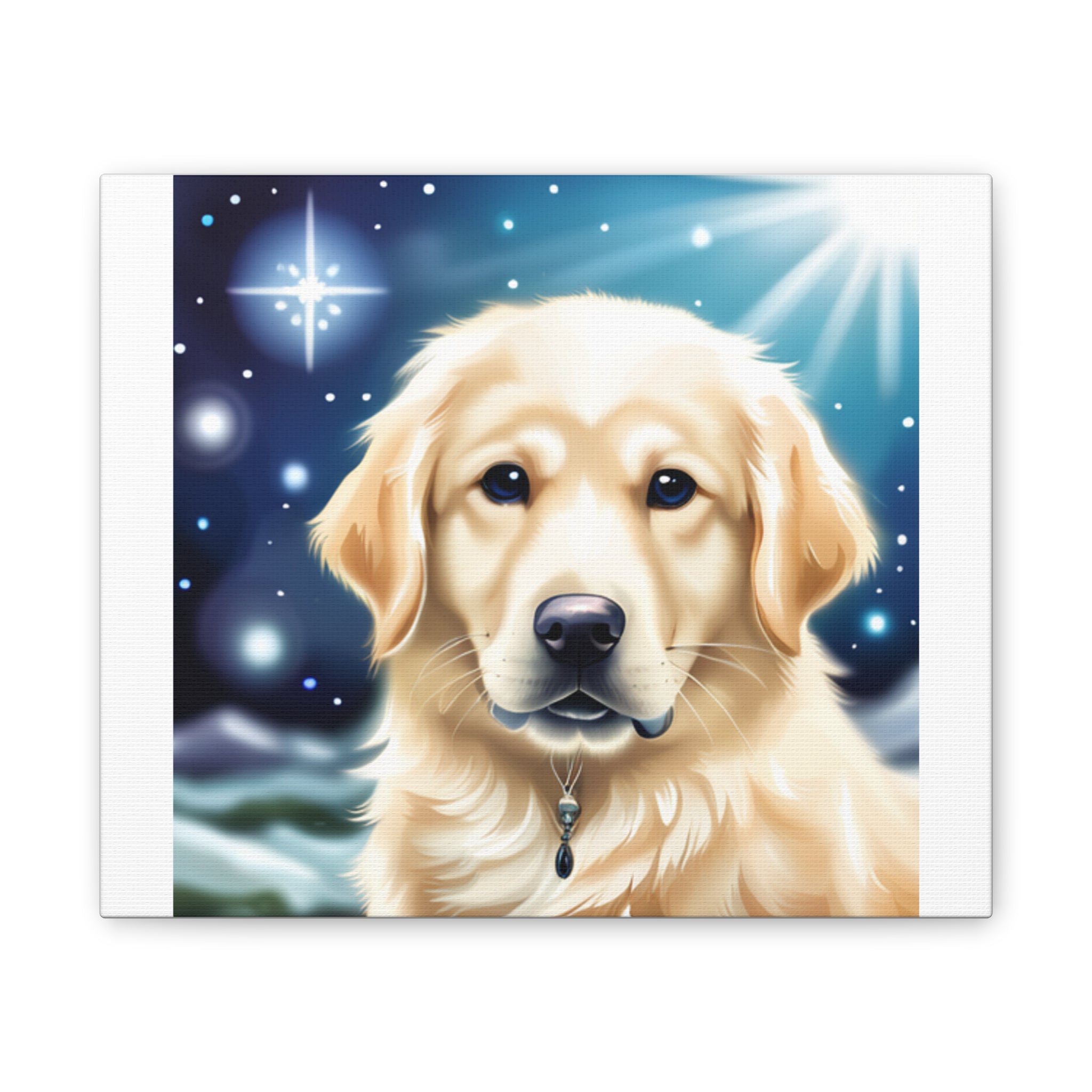 Golden Retriever Stary Night Canvas Stretched, 0.75"