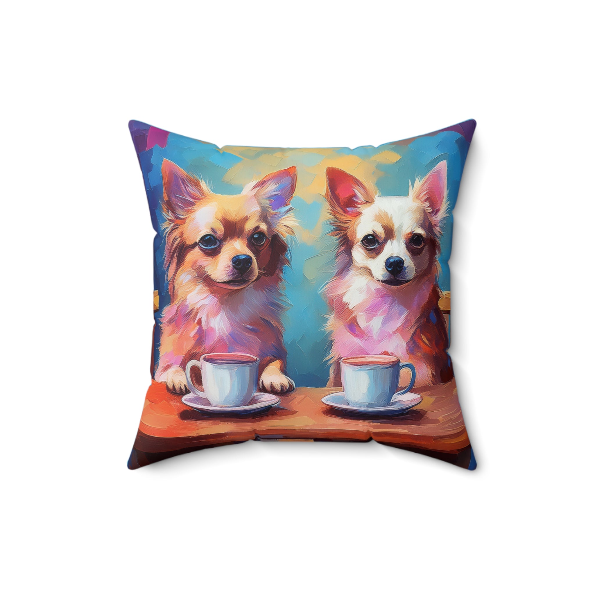 Cafe con Chihuahua Polyester Square Pillow
