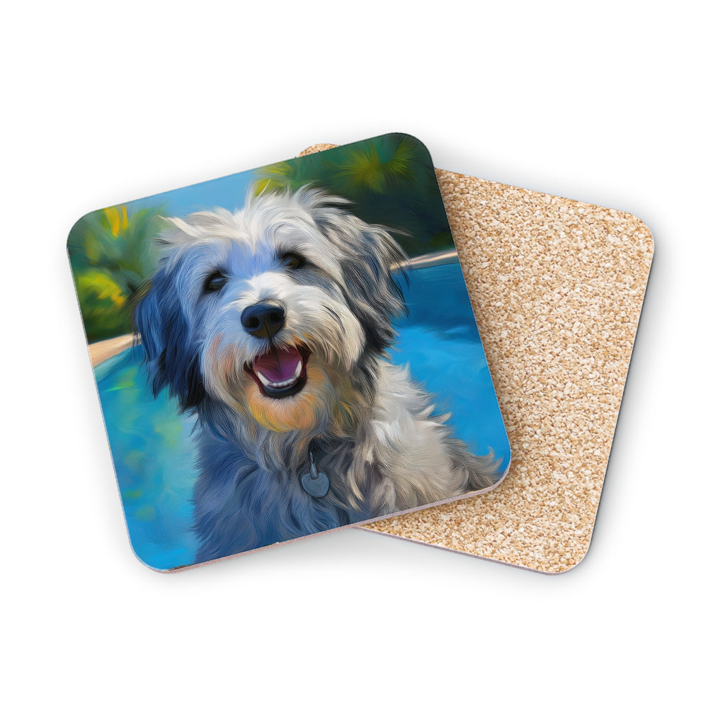 Grey Shaggy Dog Poolside Coasters