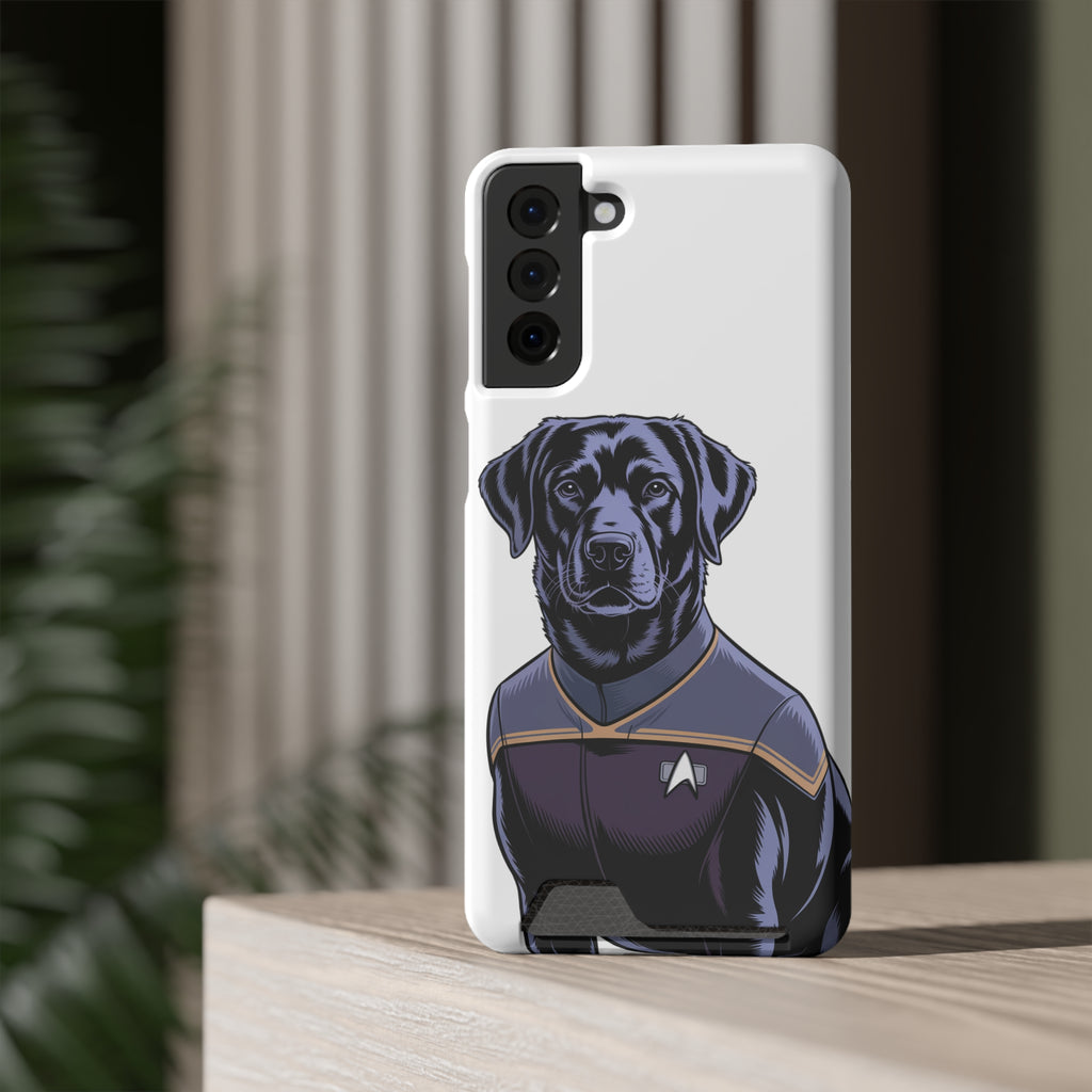 Black Lab Dog-Fleet Phone Case with Card Holder
