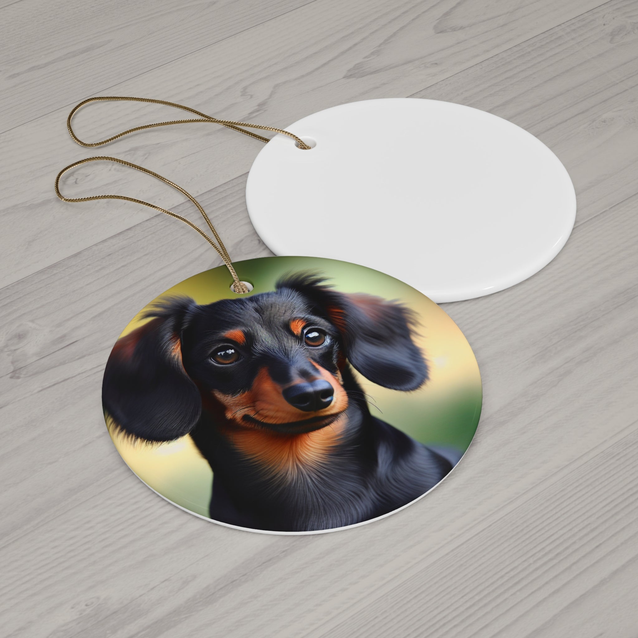 Black/Brown Dachshund Ceramic Ornament