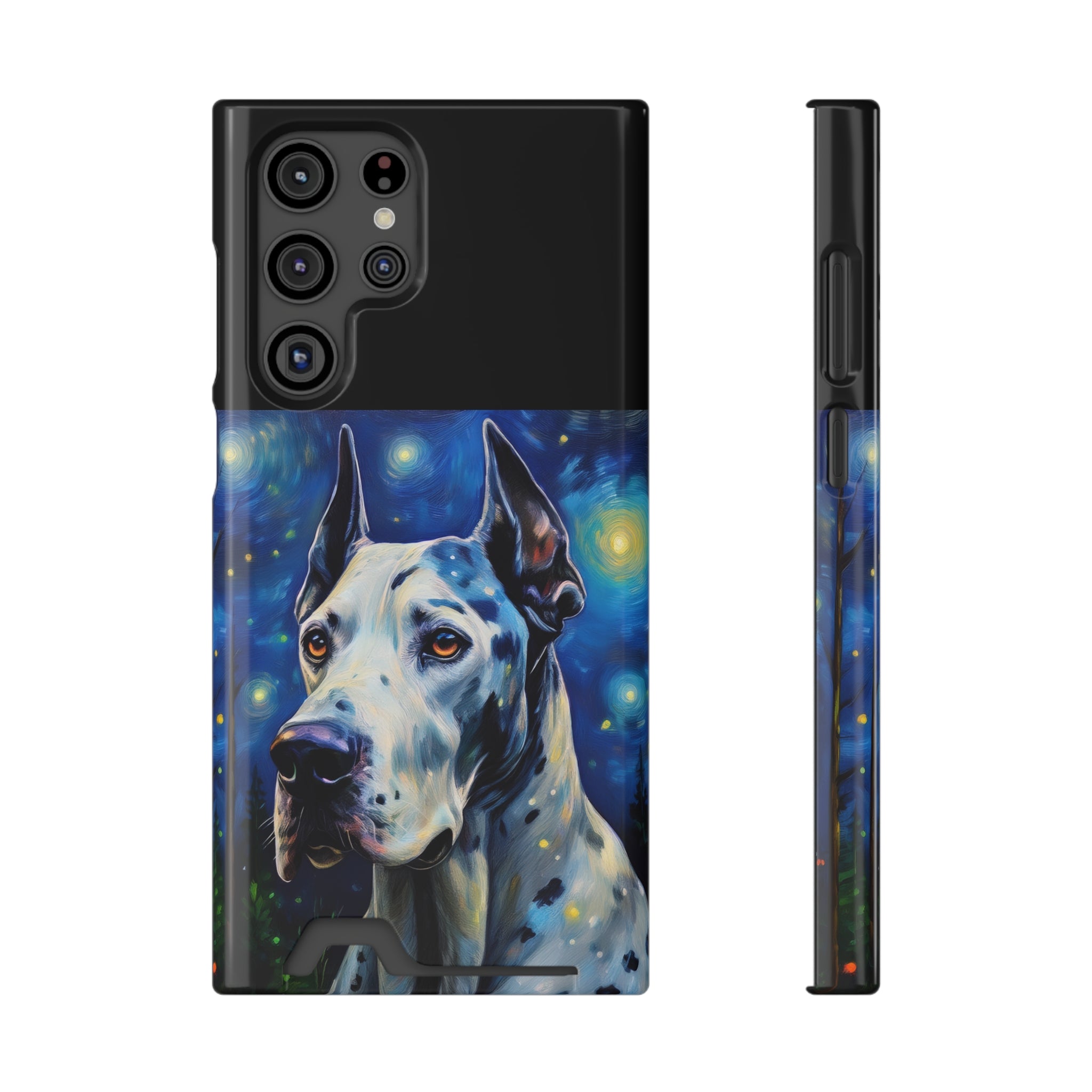 Great Dane Stary Night Phone Case with Card Holder