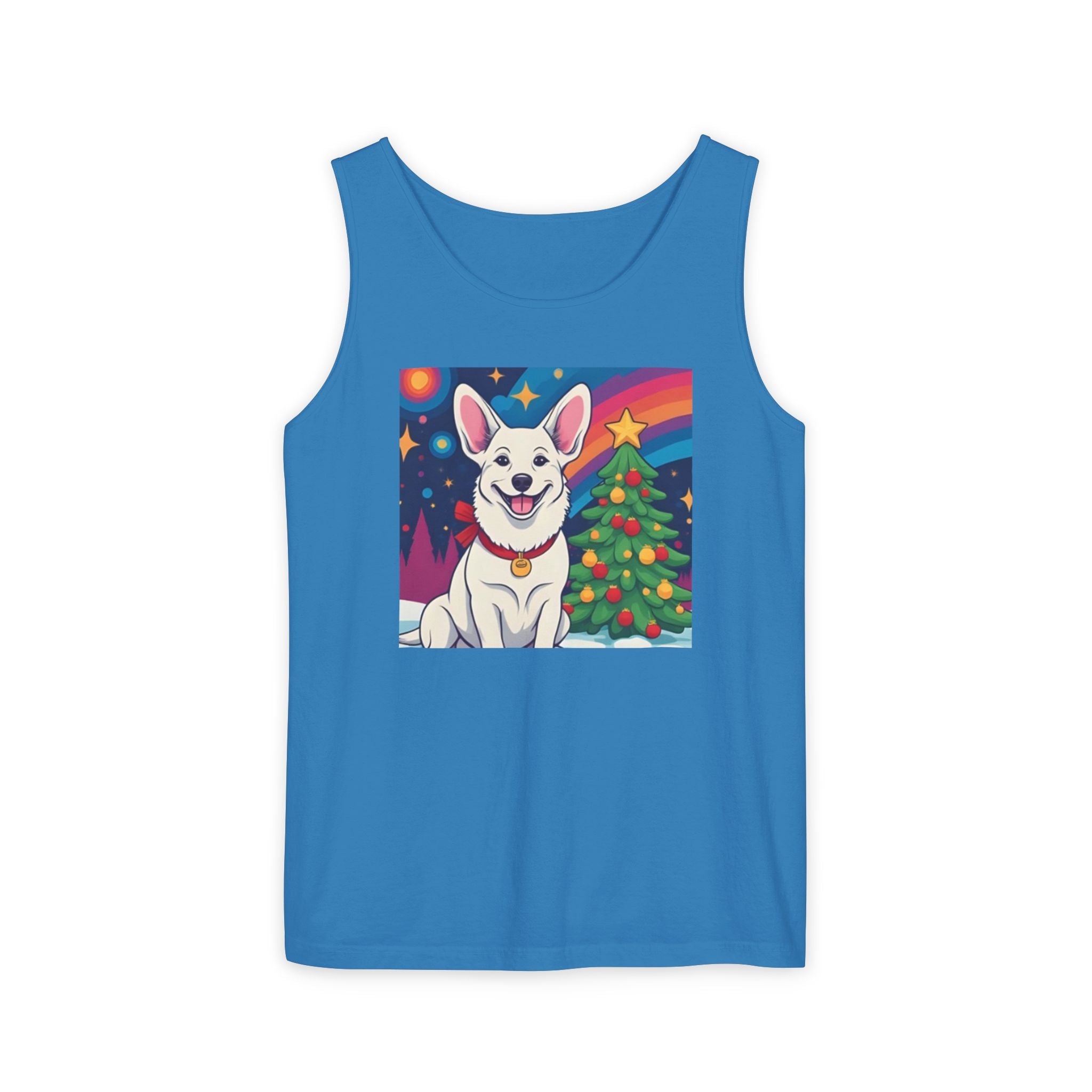 White Corgi Holiday Unisex Tank Top