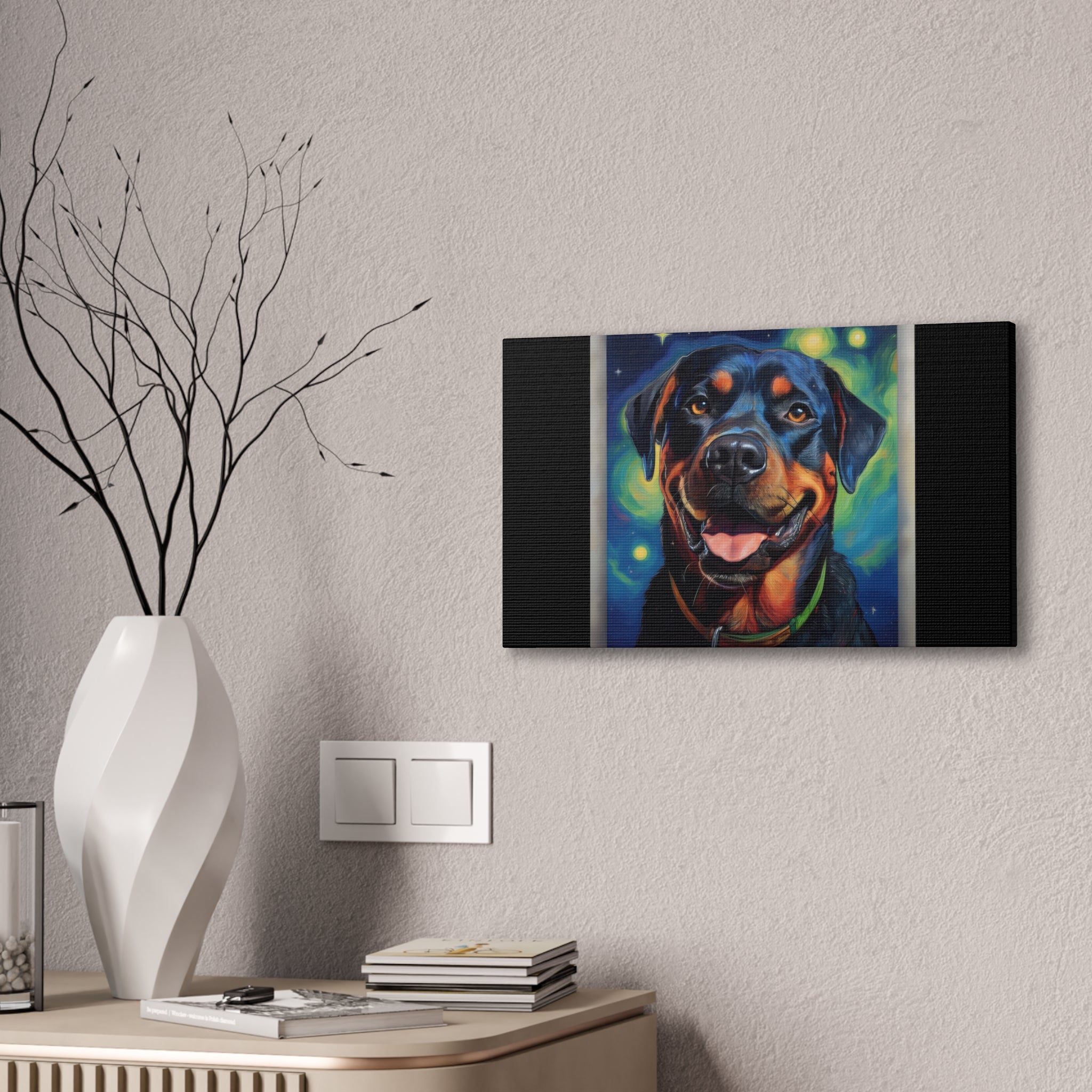 Rottweiler Stary Night Canvas Painting
