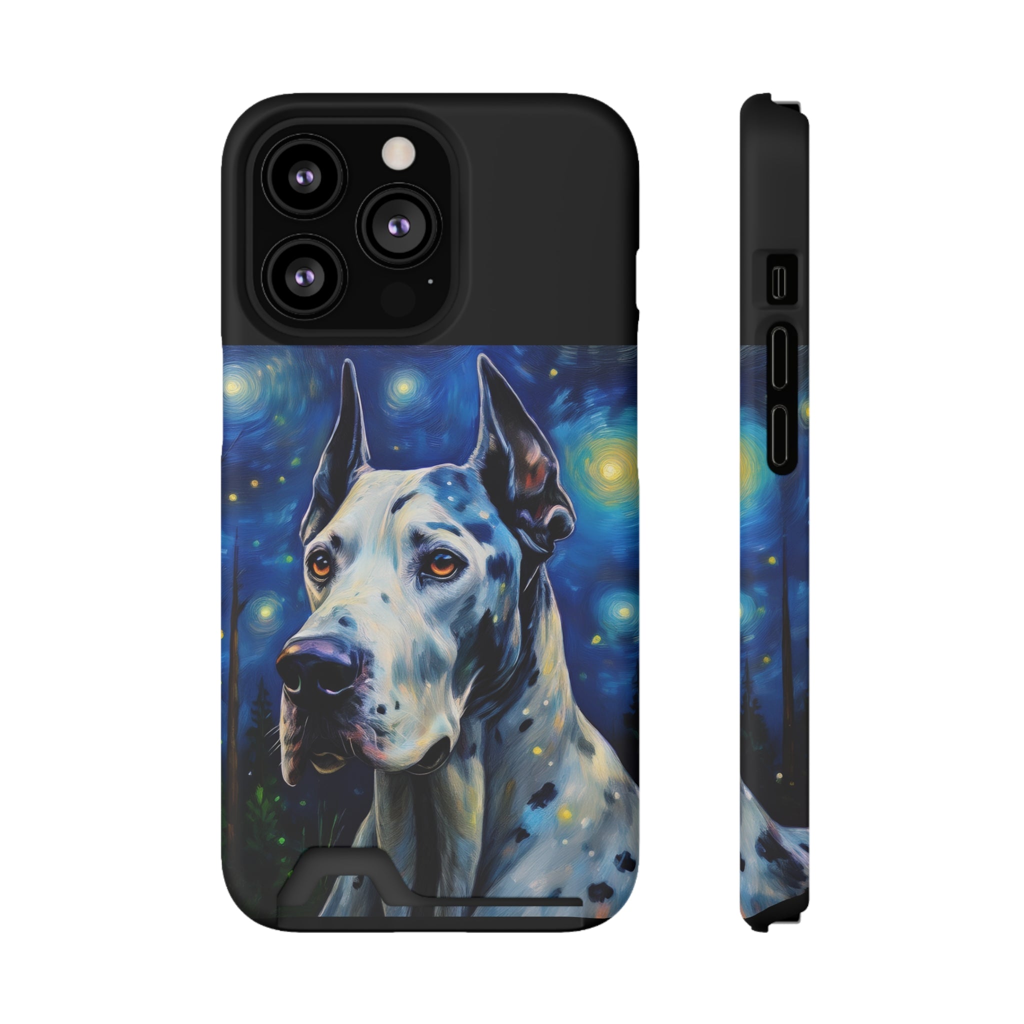 Great Dane Stary Night Phone Case with Card Holder