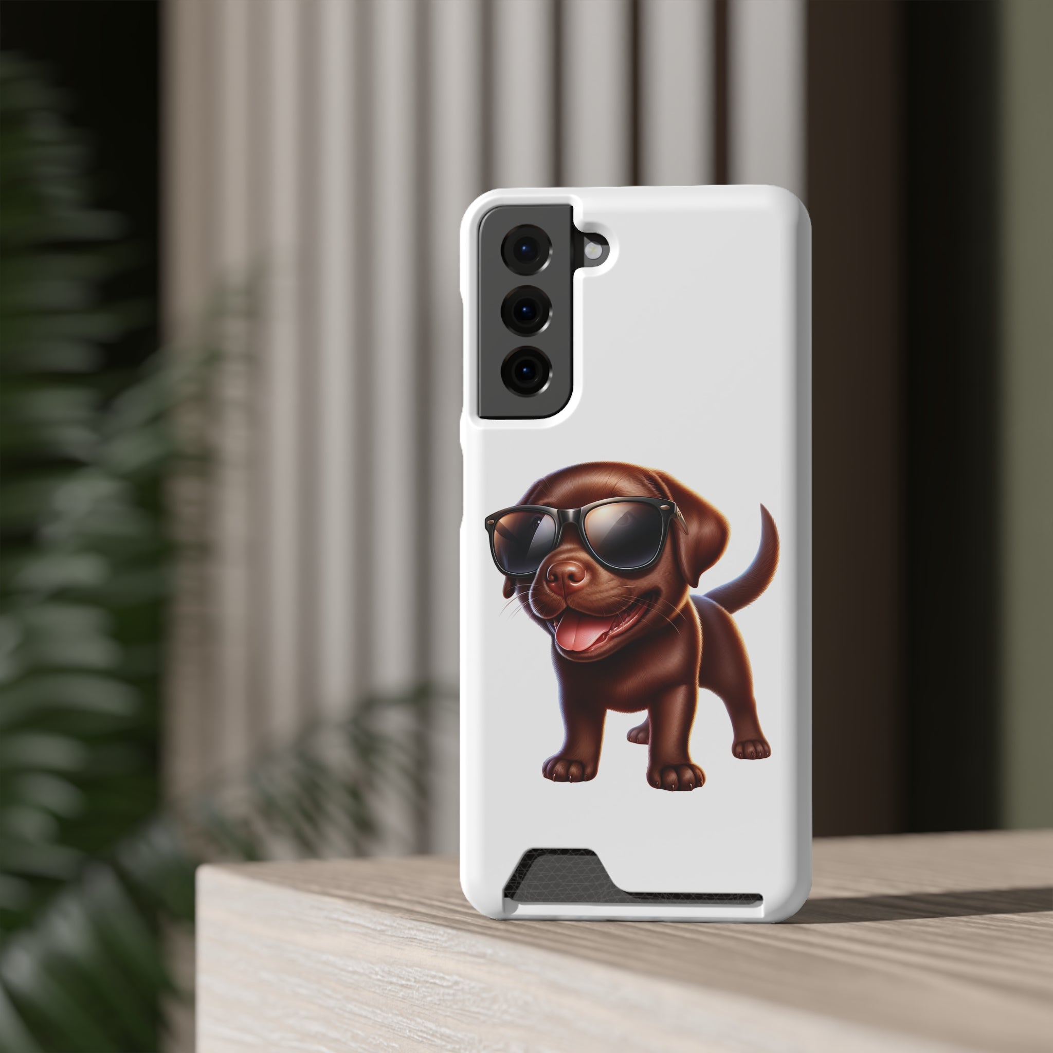 Chocolate Lab with Sunglasses Phone Case with Card Holder