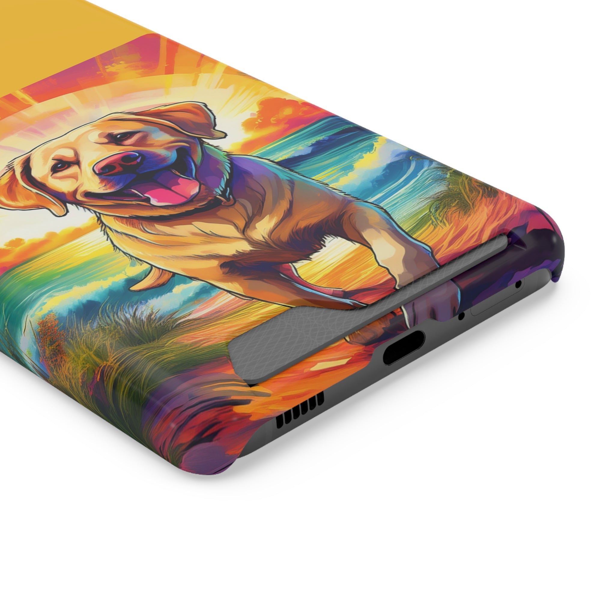 Yellow Lab Sunset Beach Phone Case with Card Holder