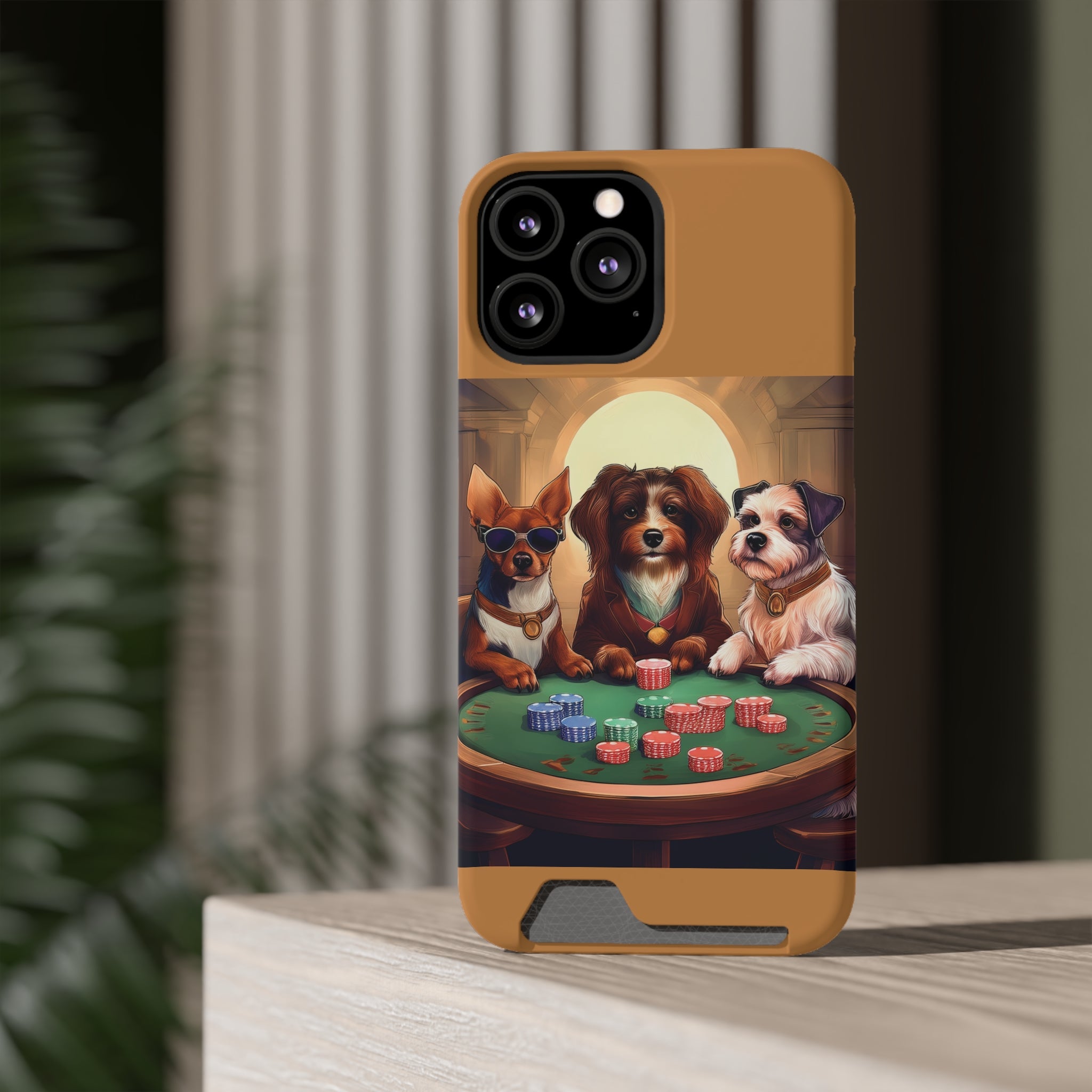 Puppy Poker Phone Case with Card Holder