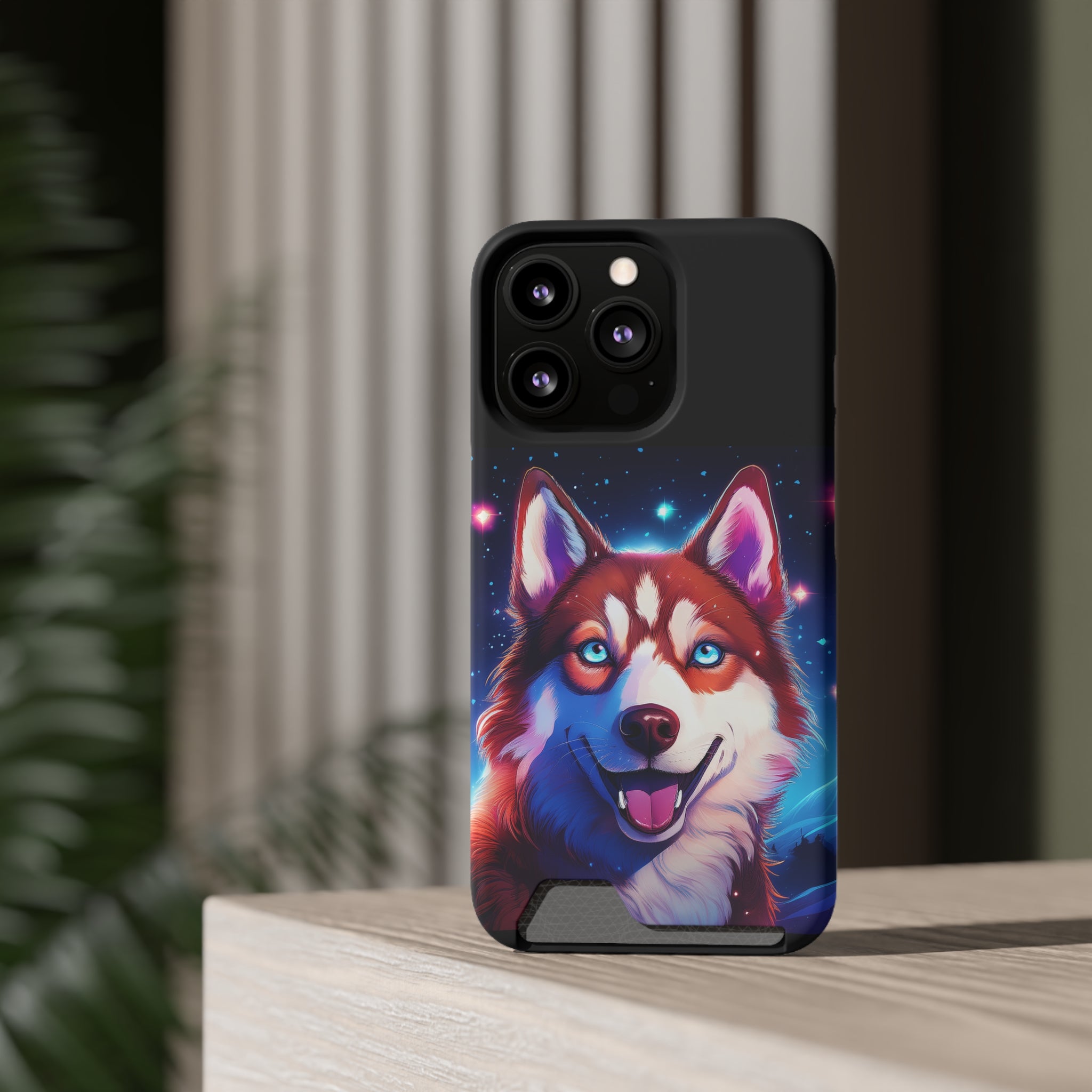 Eskimo Husky Stary Night Phone Case with Card Holder