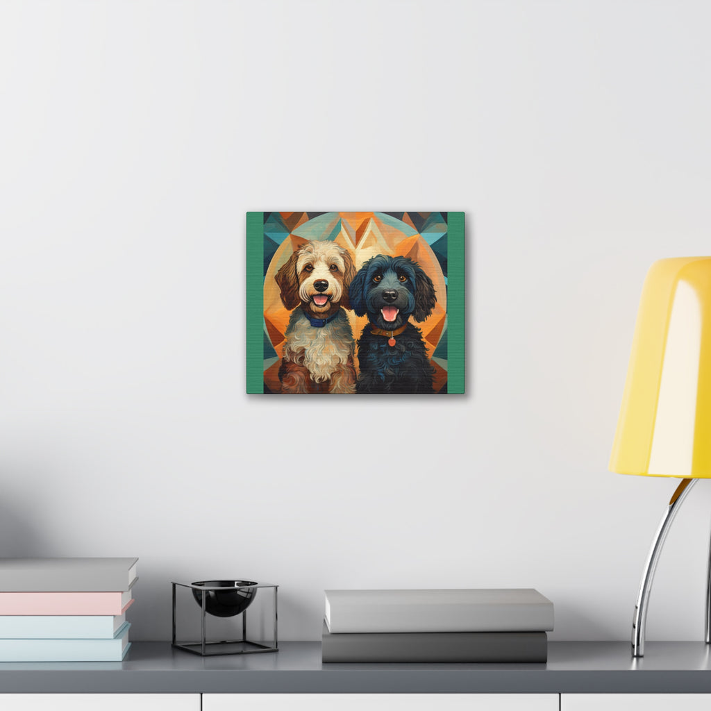 Doodles, Black & Tan Canvas Painting
