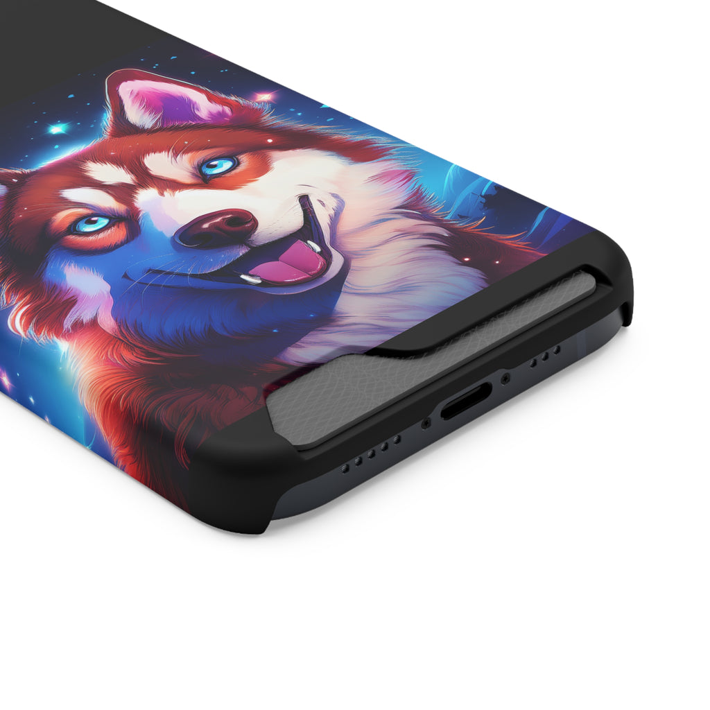 Eskimo Husky Stary Night Phone Case with Card Holder