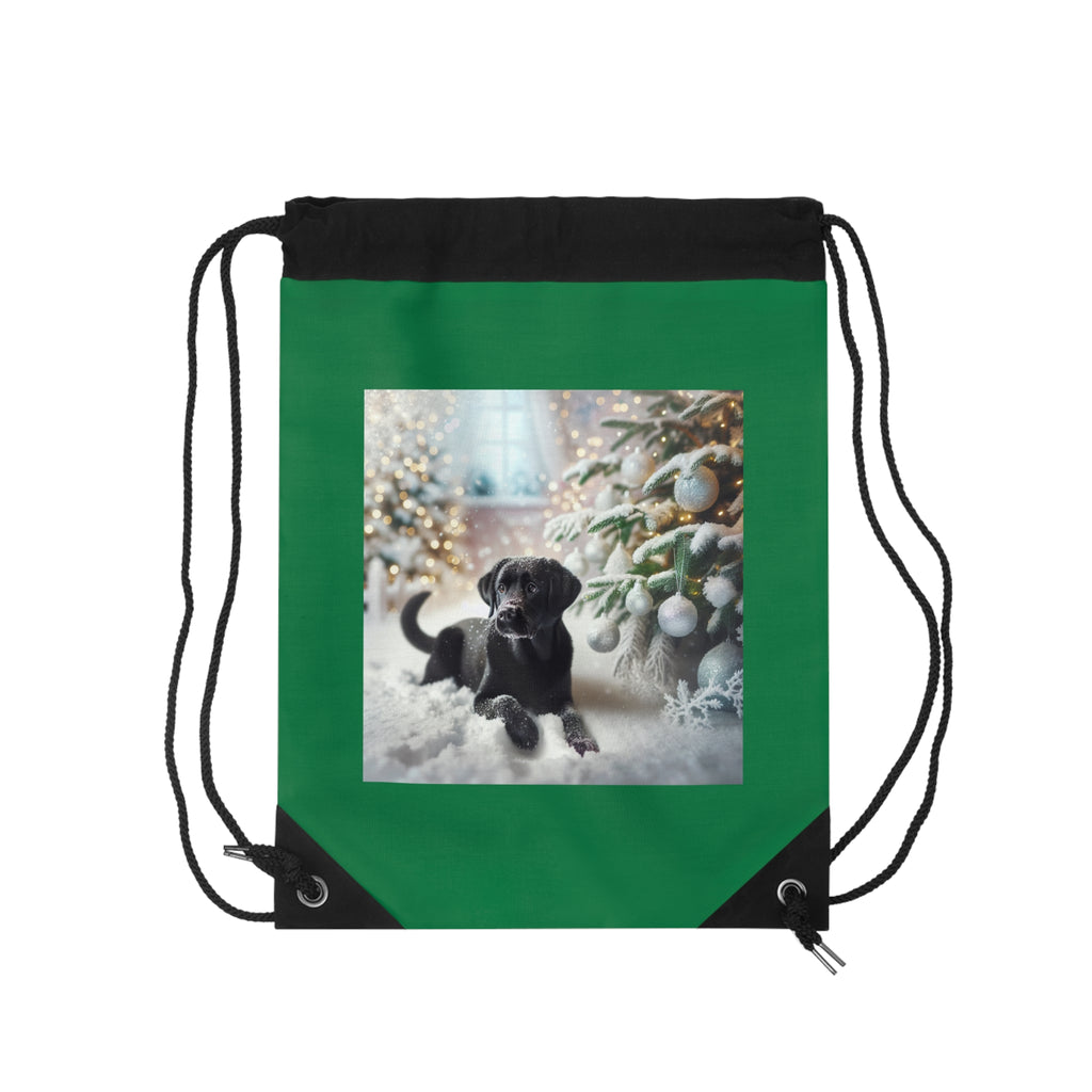 Black Lab Puppy Holiday Drawstring Bag