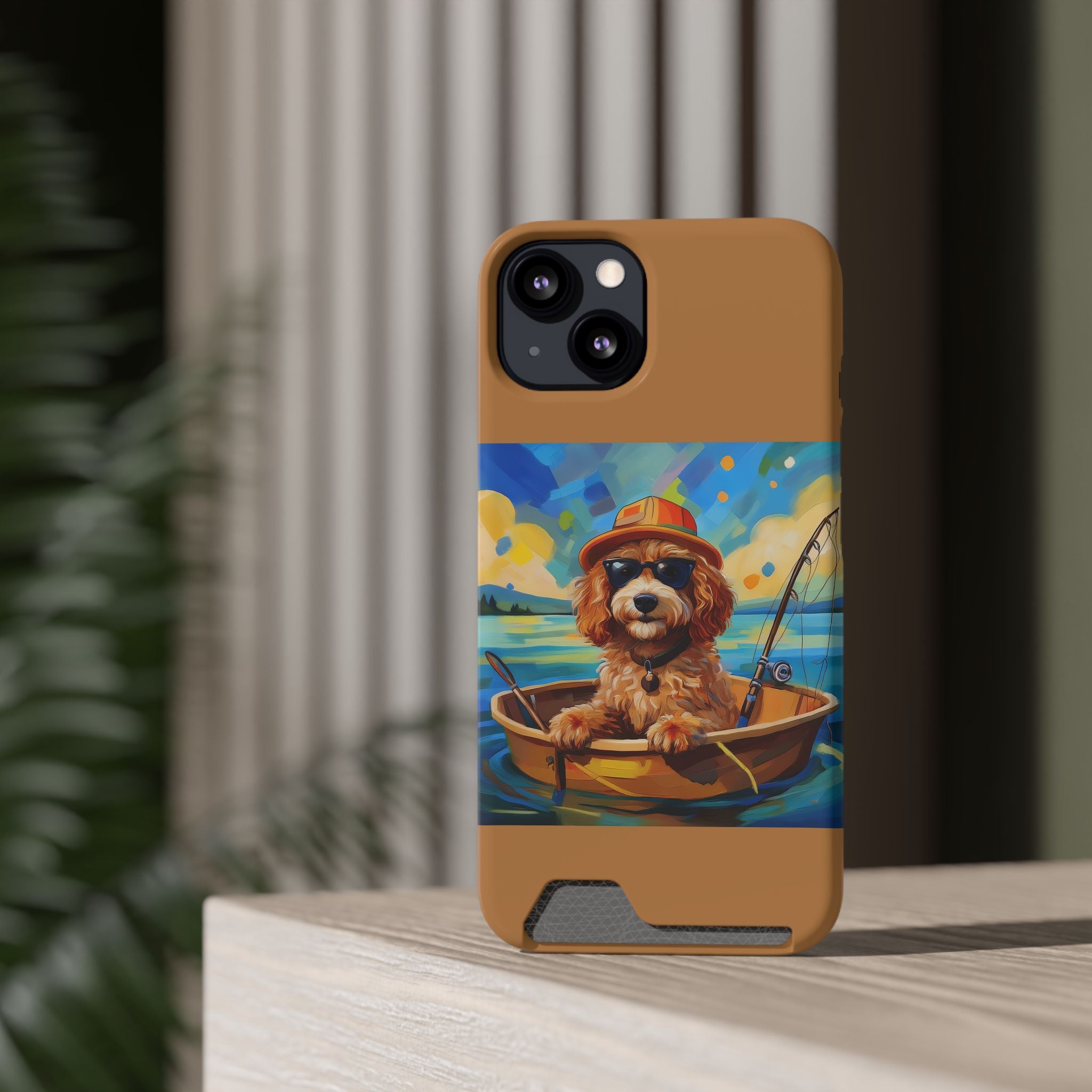 Doodle Fishing Phone Case with Card Holder