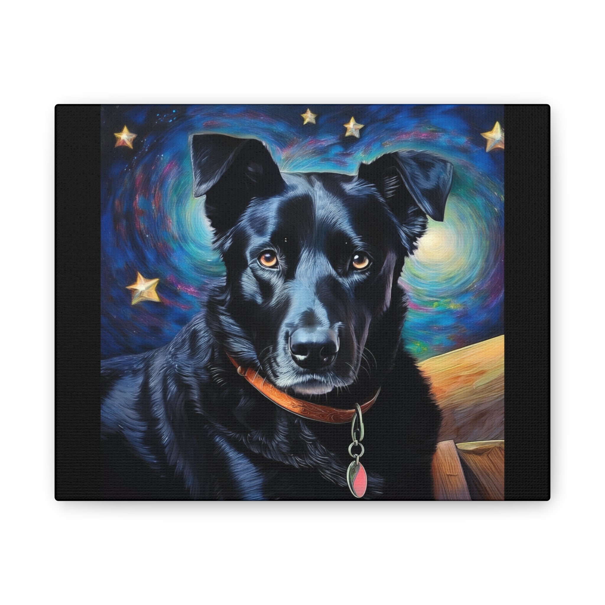 Black Shepherd Lab Stary Night Cavas Painting