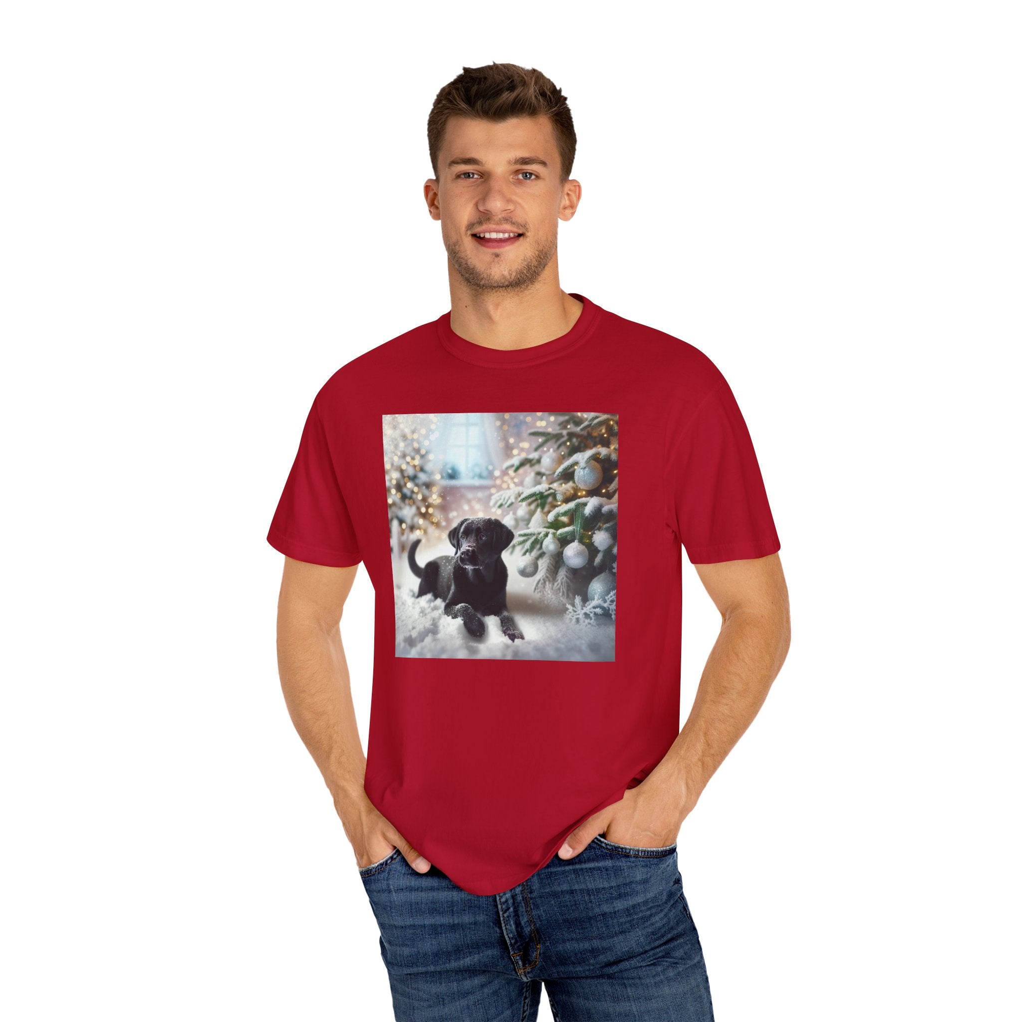 Black Lab Puppy Holiday Unisex Garment-Dyed T-shirt