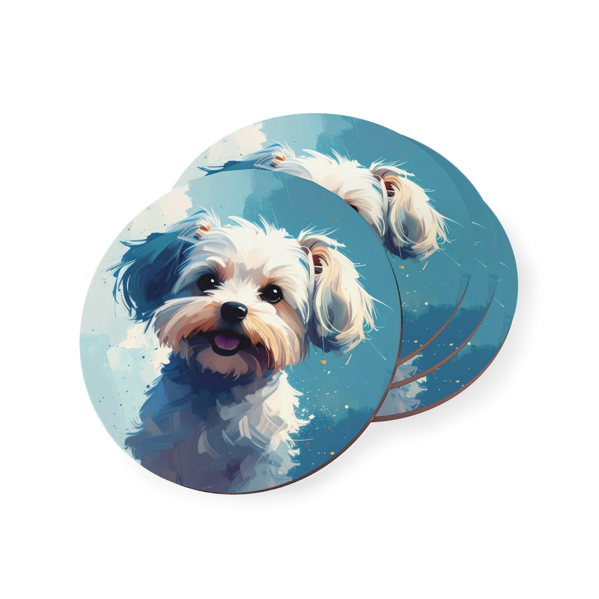 White Frost Yorkie Coasters