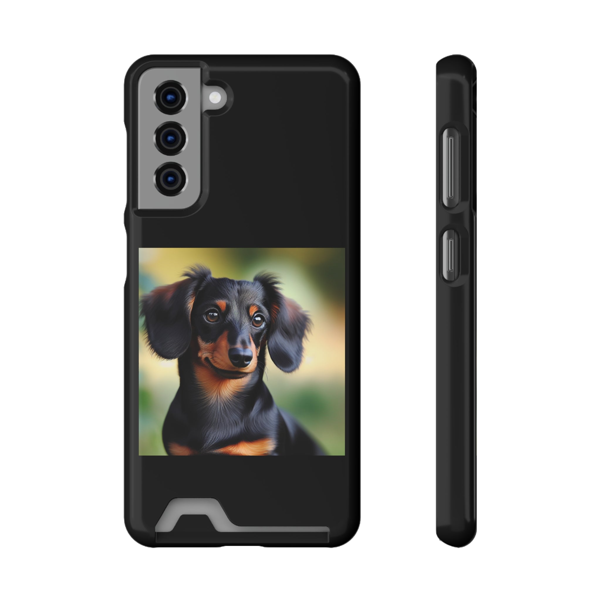 Dachshund Black and Brown Phone Case with Card Holder