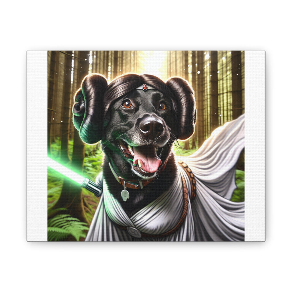 Black Lab Galaxy Princess Canvas Stretched, 0.75"