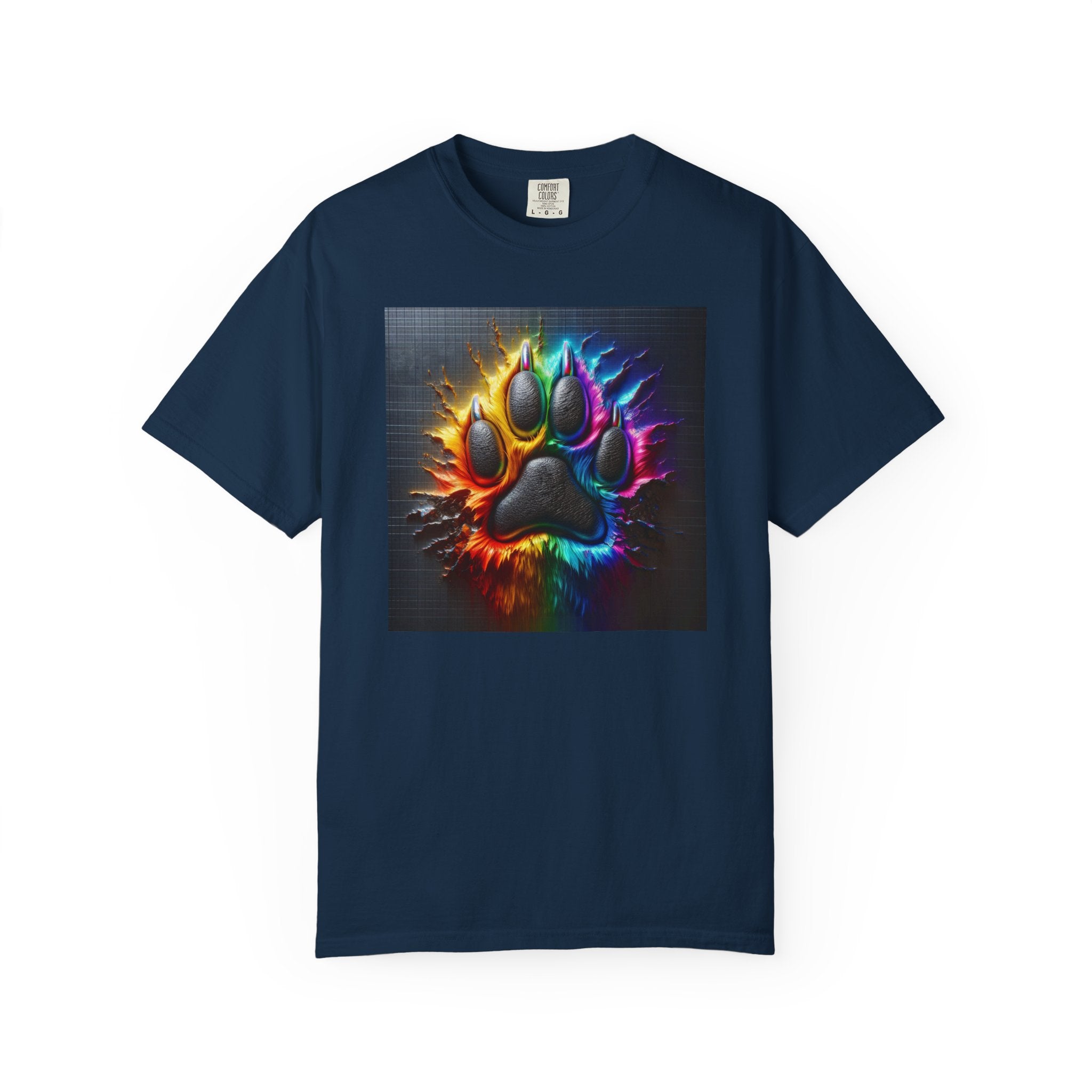 Electric Rainbow Dog Paw Unisex Garment-Dyed T-shirt