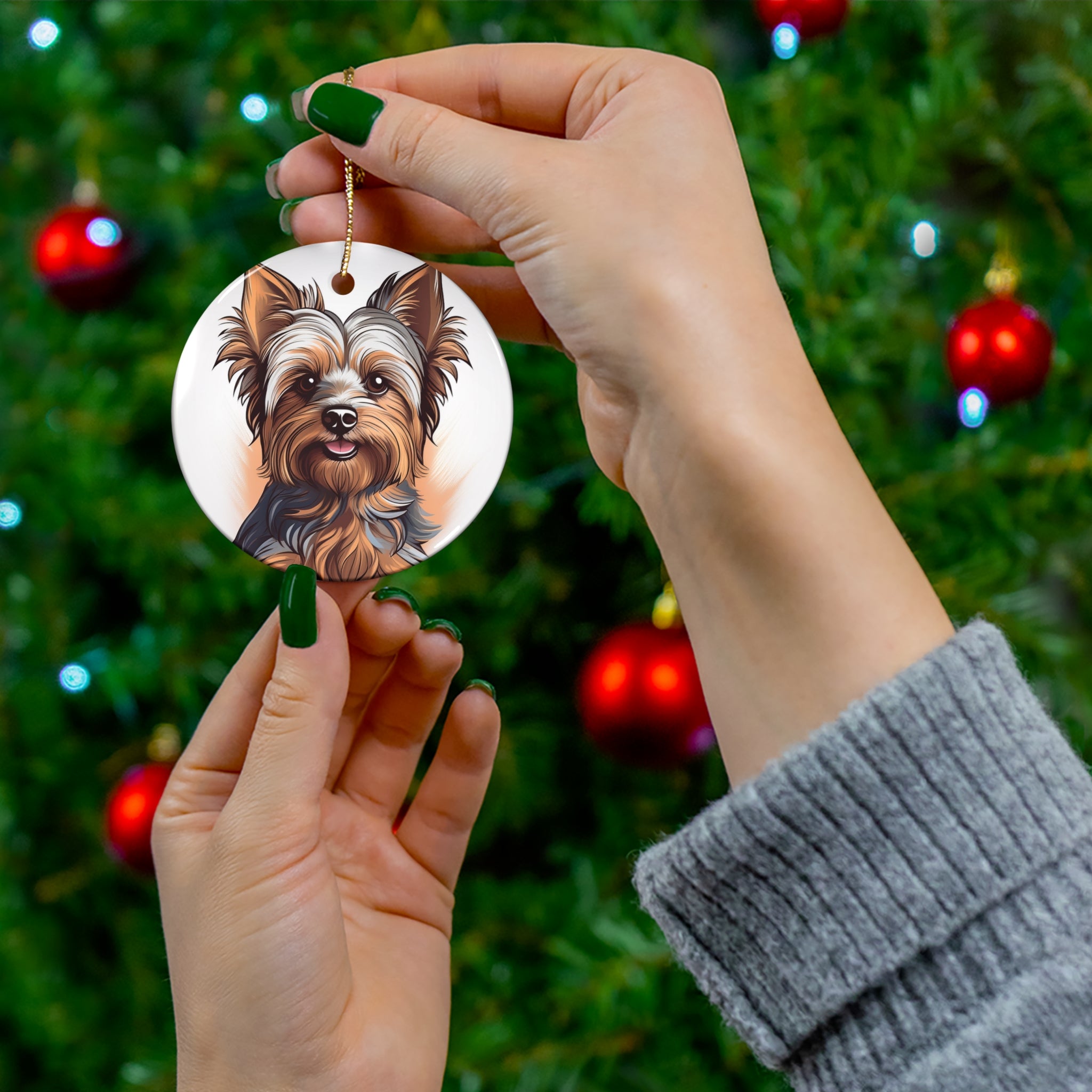 Yorkie Ceramic Ornament