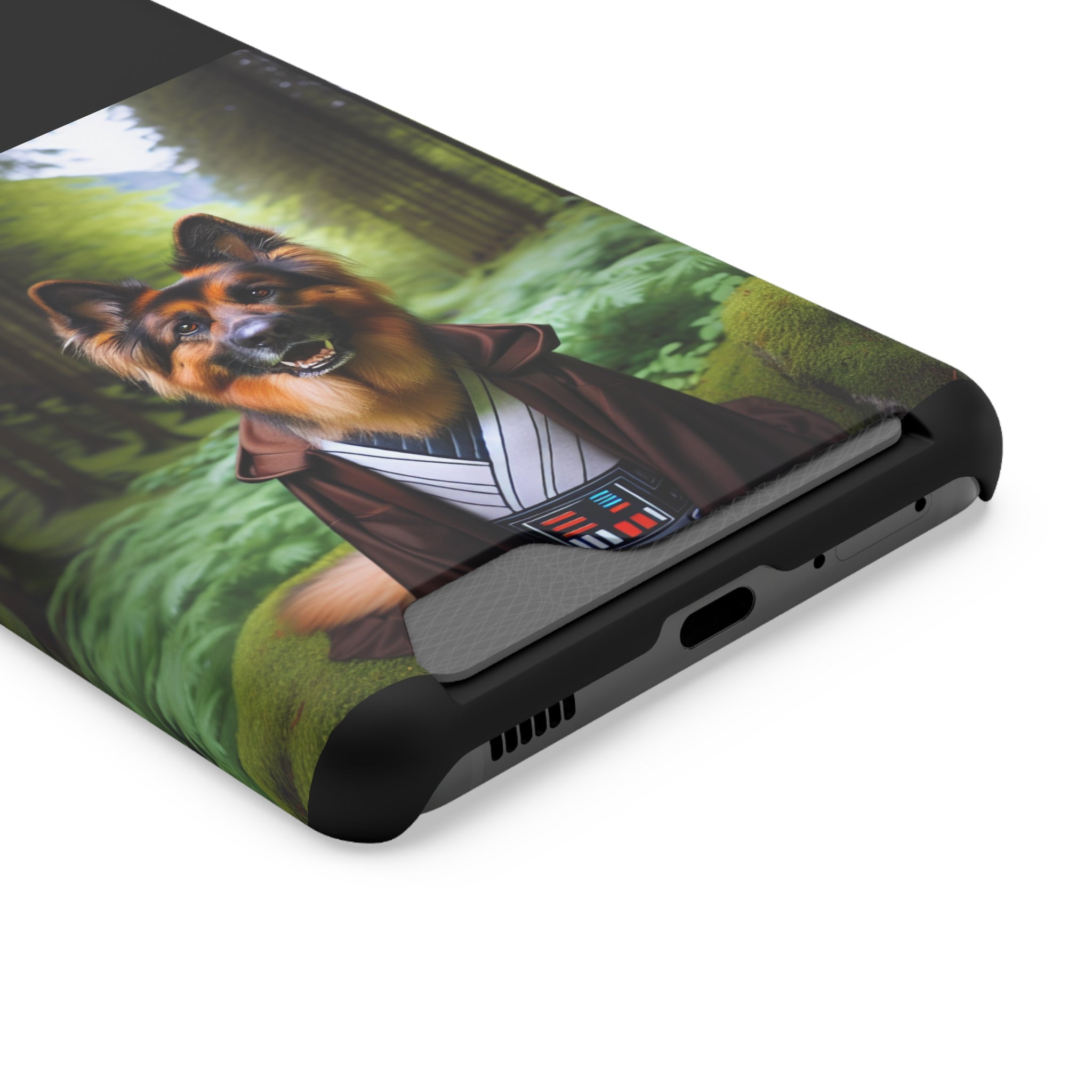 German Shepherd Forest Night Phone Case with Card Holder