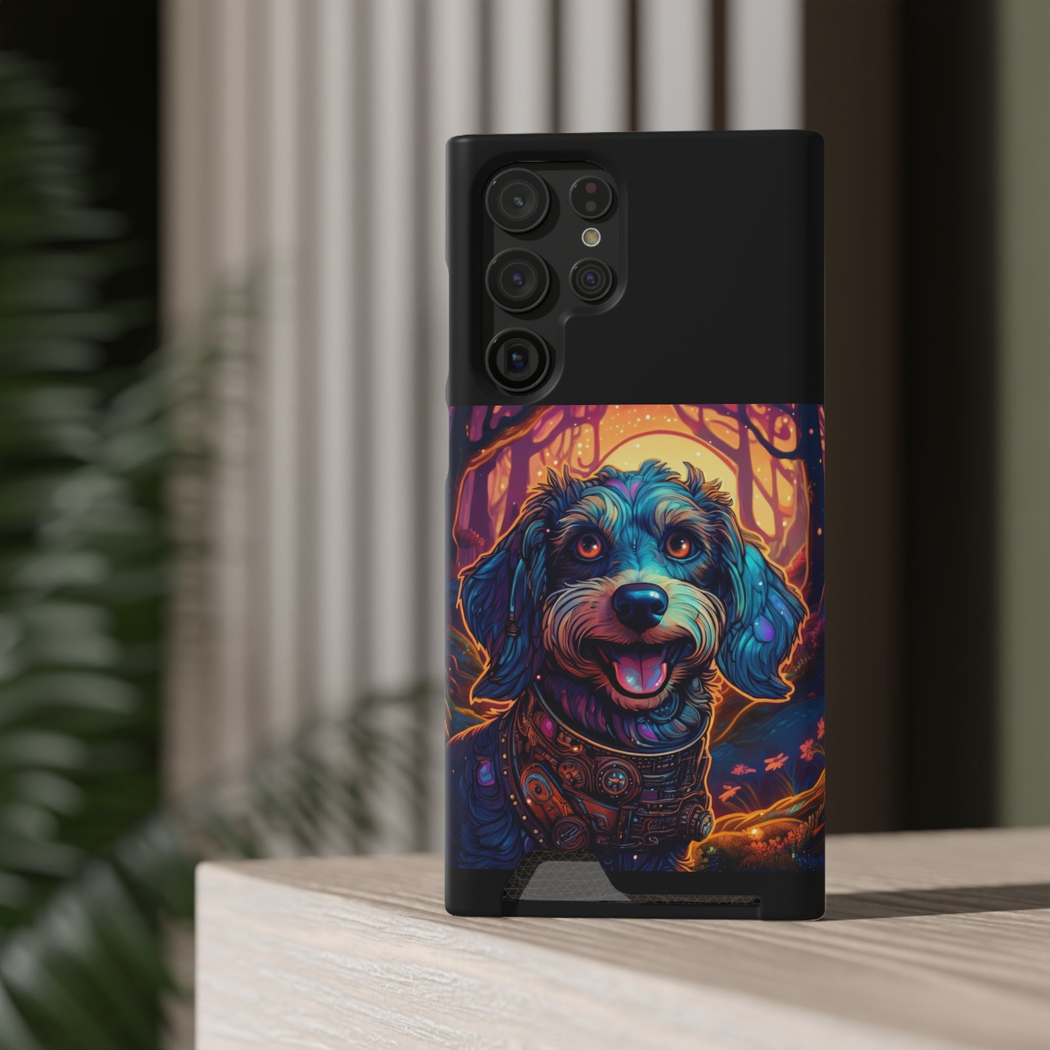 Dachshund Steampunk Phone Case with Card Holder