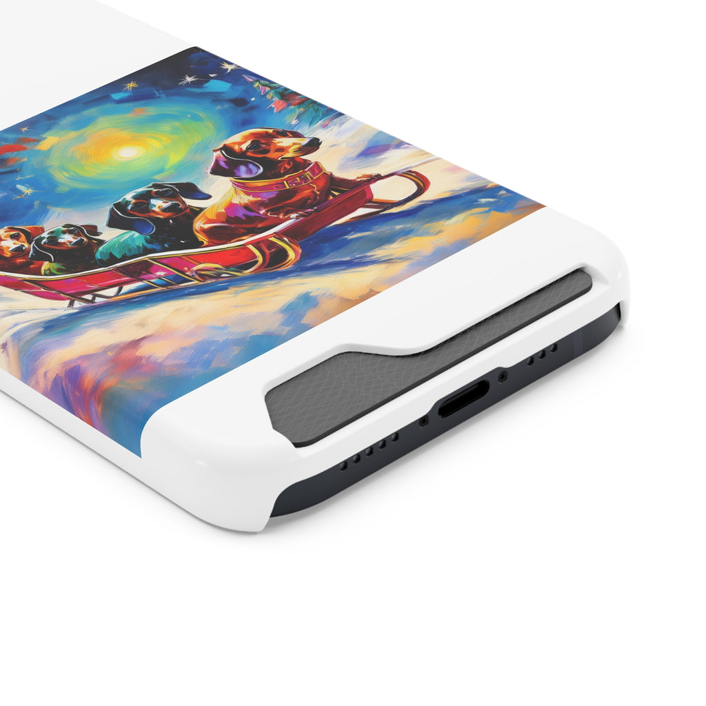 Dachshund Night Sleighride Phone Case with Card Holder