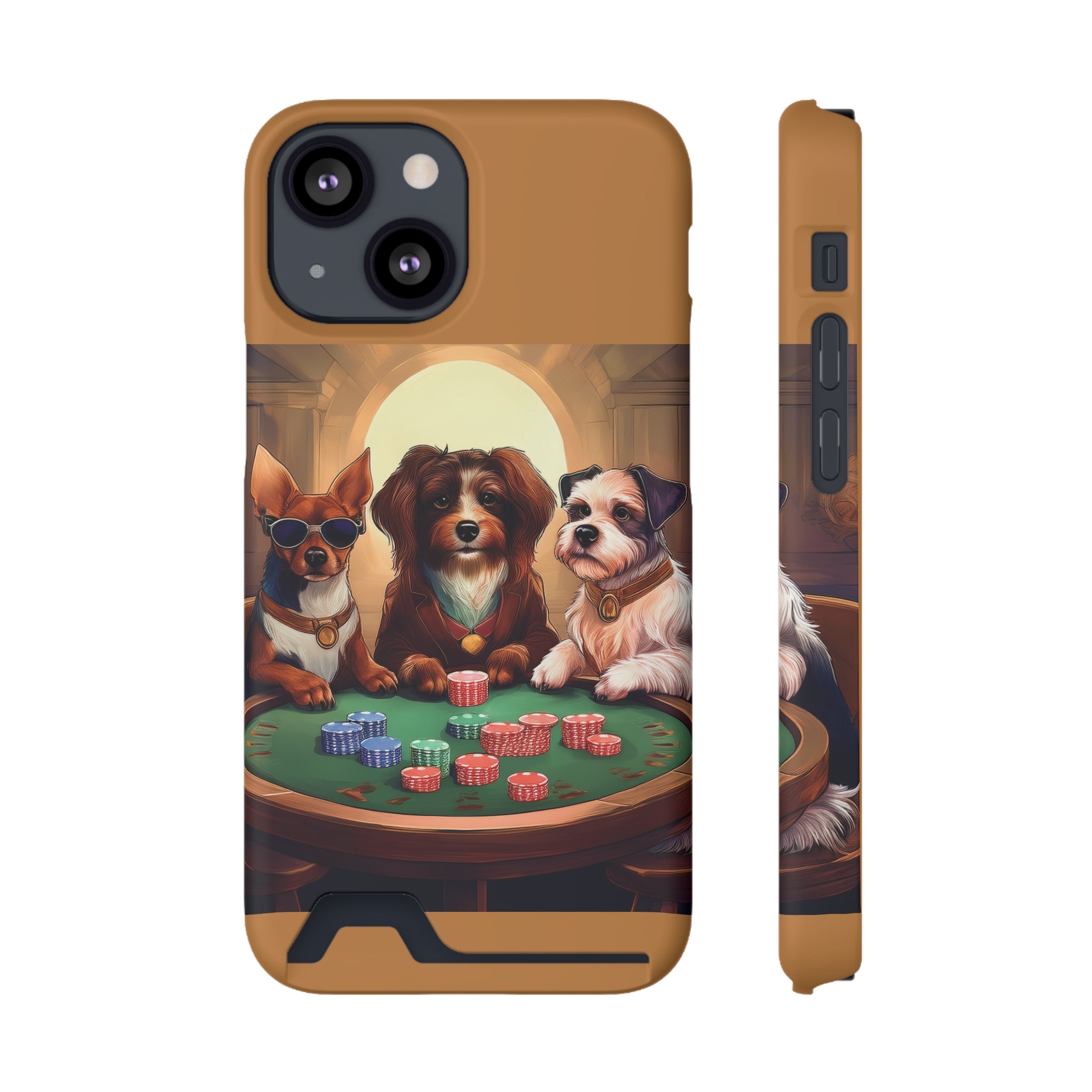 Puppy Poker Phone Case with Card Holder