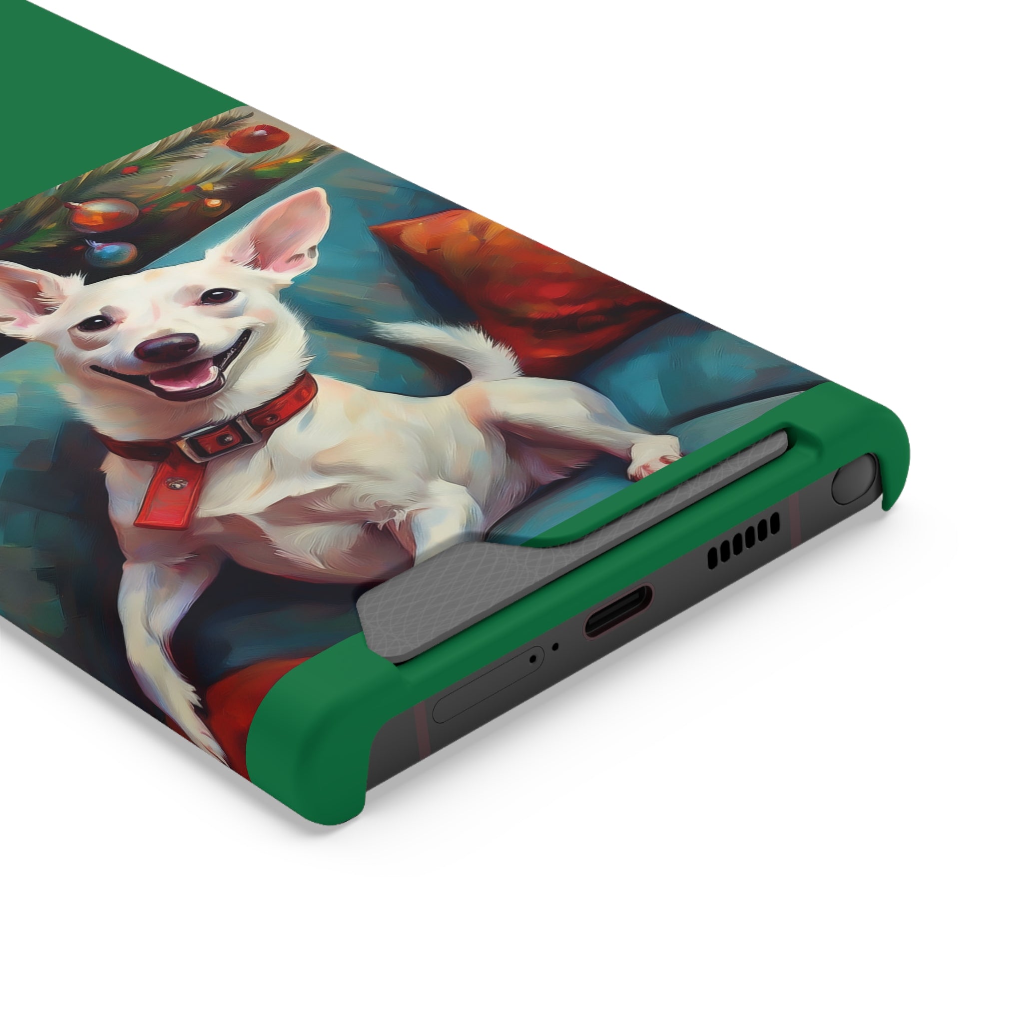 White Corgi Holiday II Phone Case with Card Holder